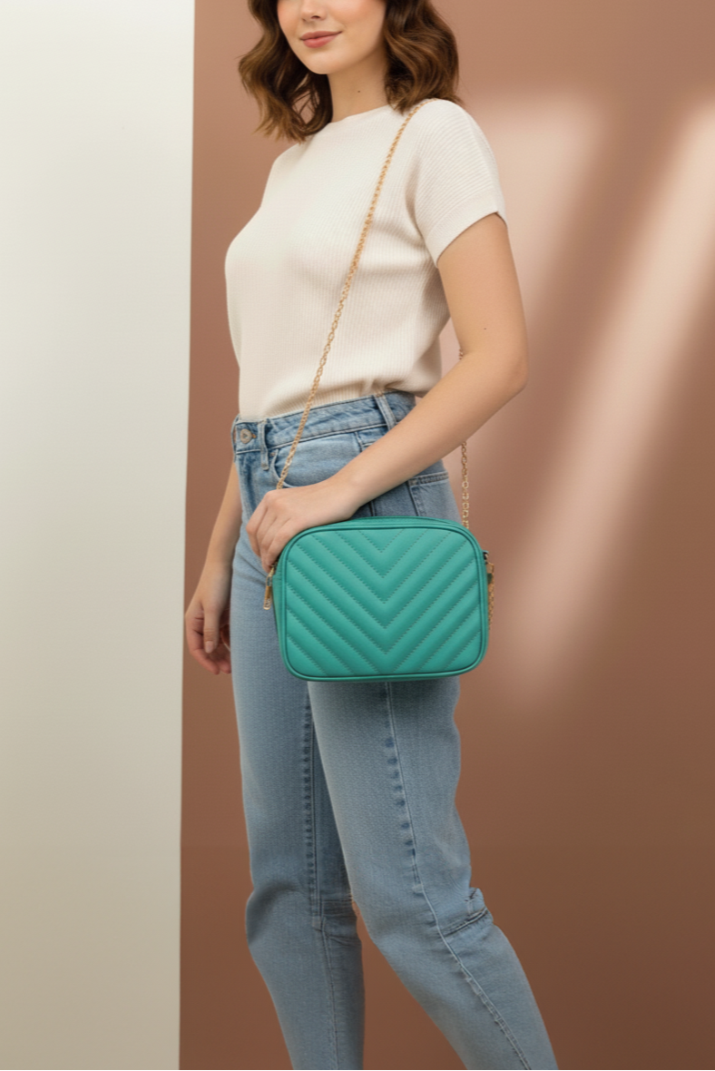 Crossbody Chevron Charm - Sea Green