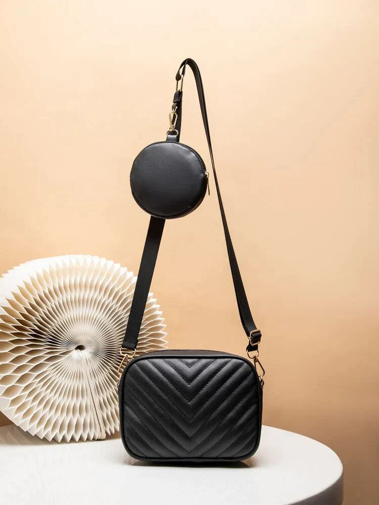 Crossbody Chevron Coin - Black