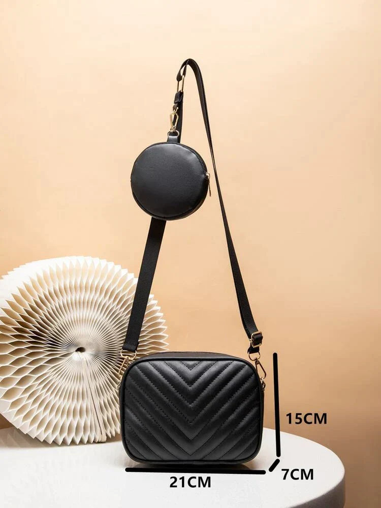 Crossbody Chevron Coin - Black