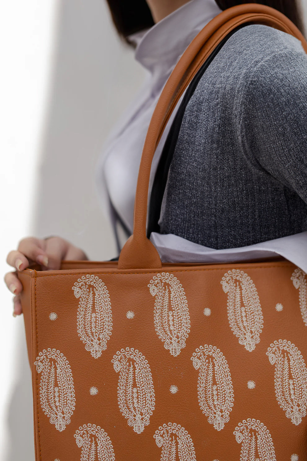 Embroidery Tote Bag Daily Carry - Mustard