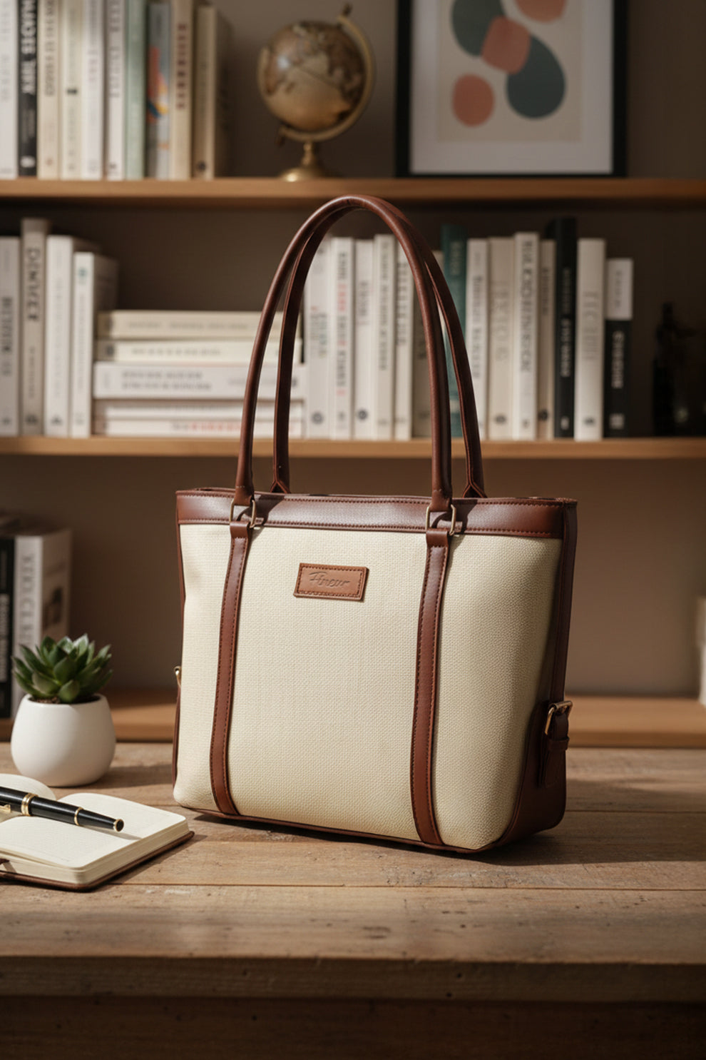 Strap Jute Tote - Brown