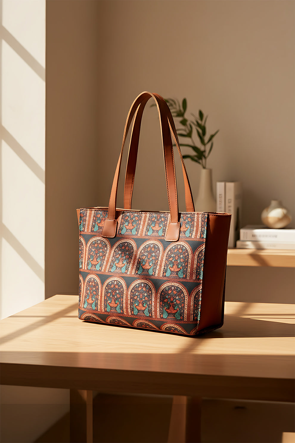 Side Rexine Canvas Tote Heritage Arch