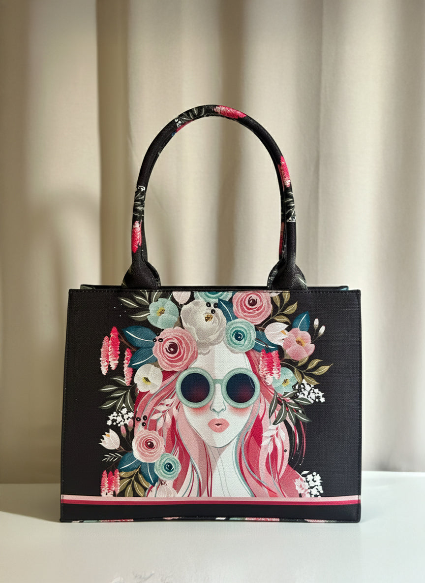 Canvas Tote Cherry Twinkle - Black