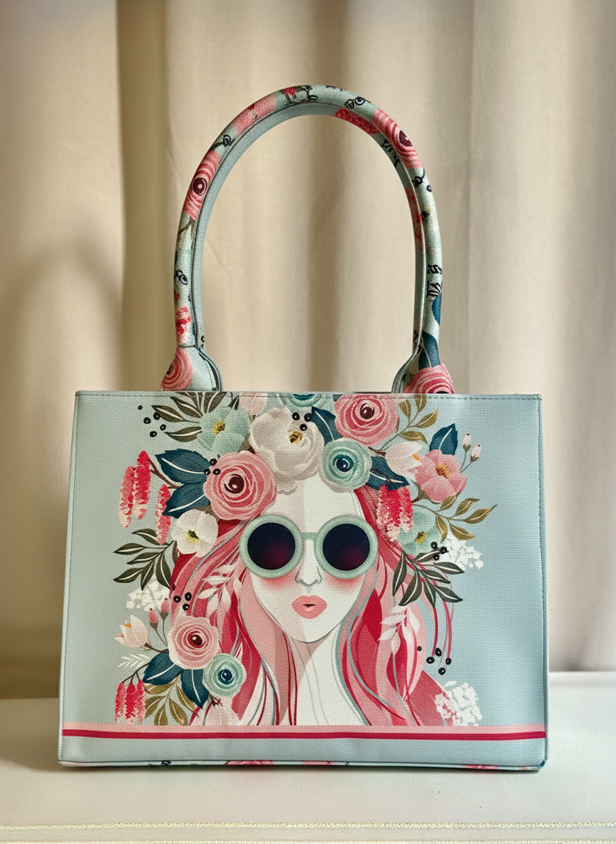 Canvas Tote Cherry Twinkle - White