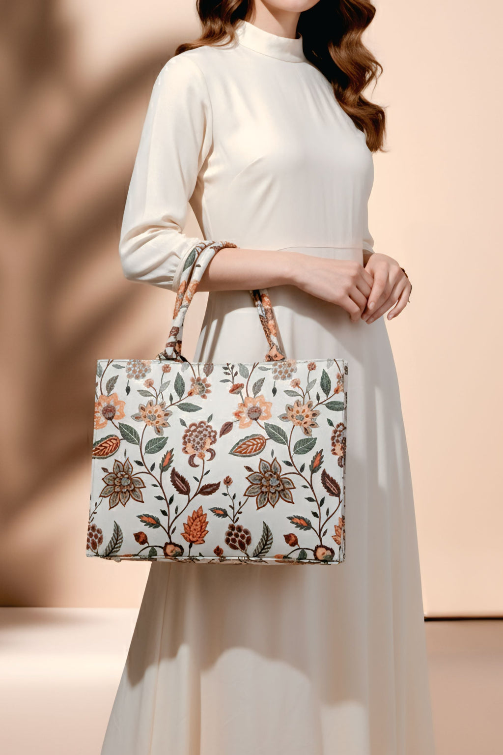 Canvas Tote Beige Multiflower