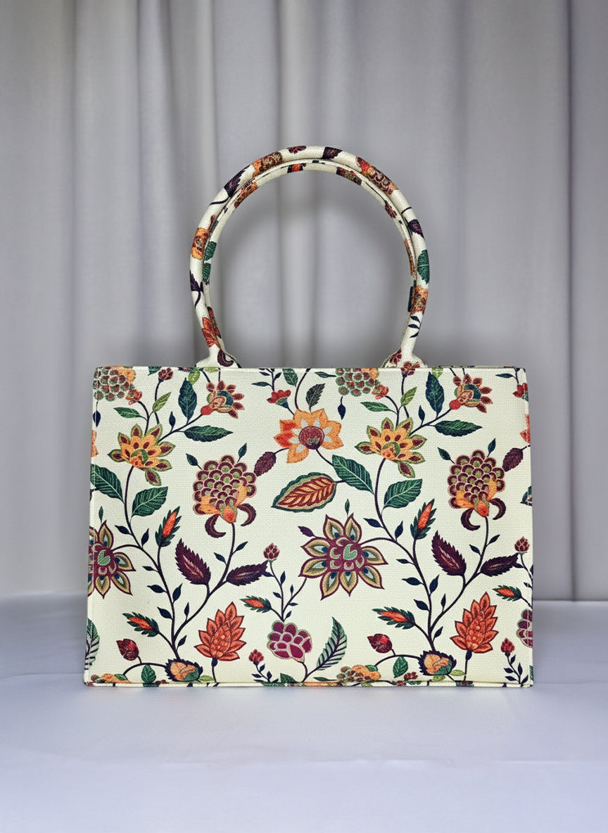 Canvas Tote Beige Multiflower