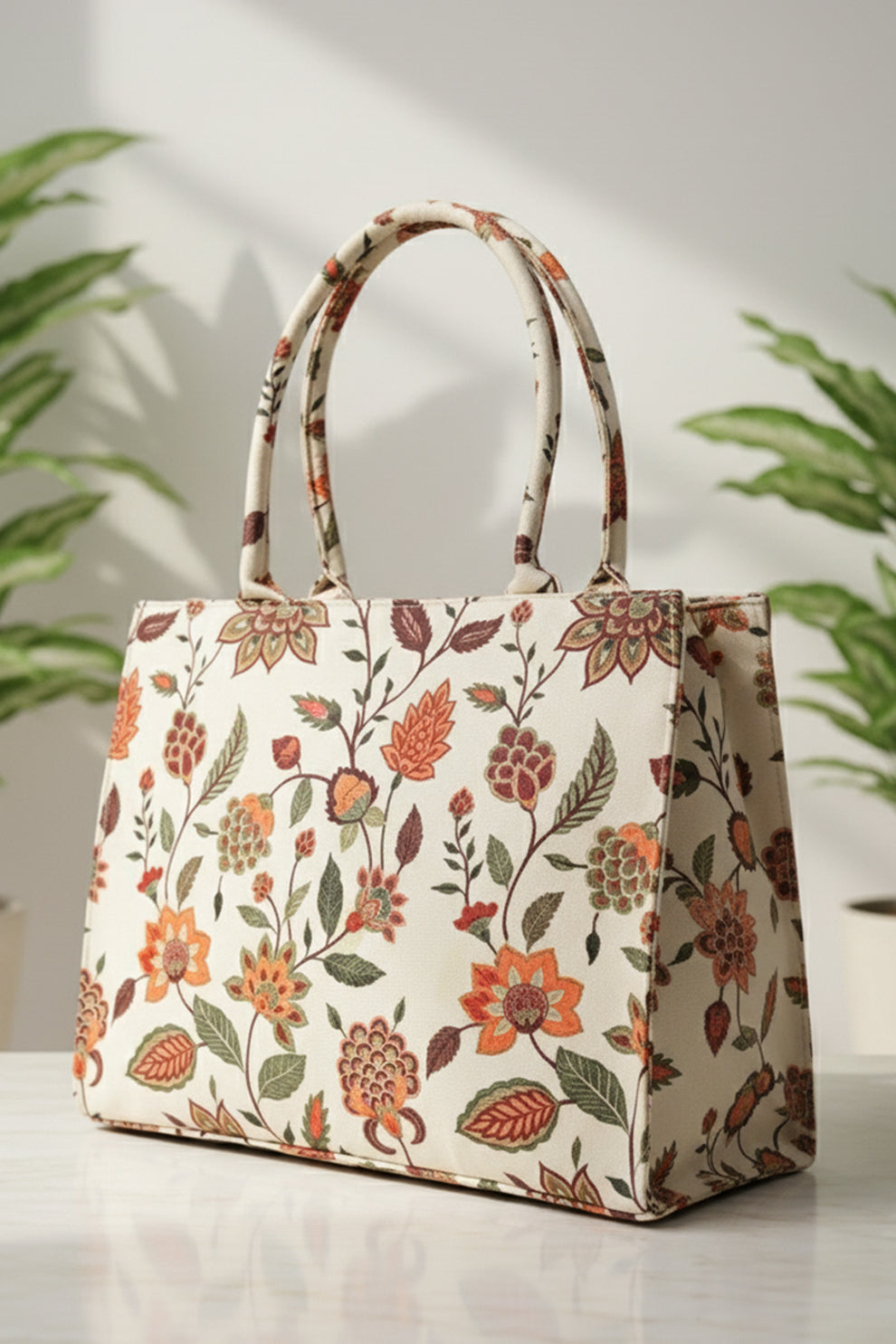 Canvas Tote Beige Multiflower