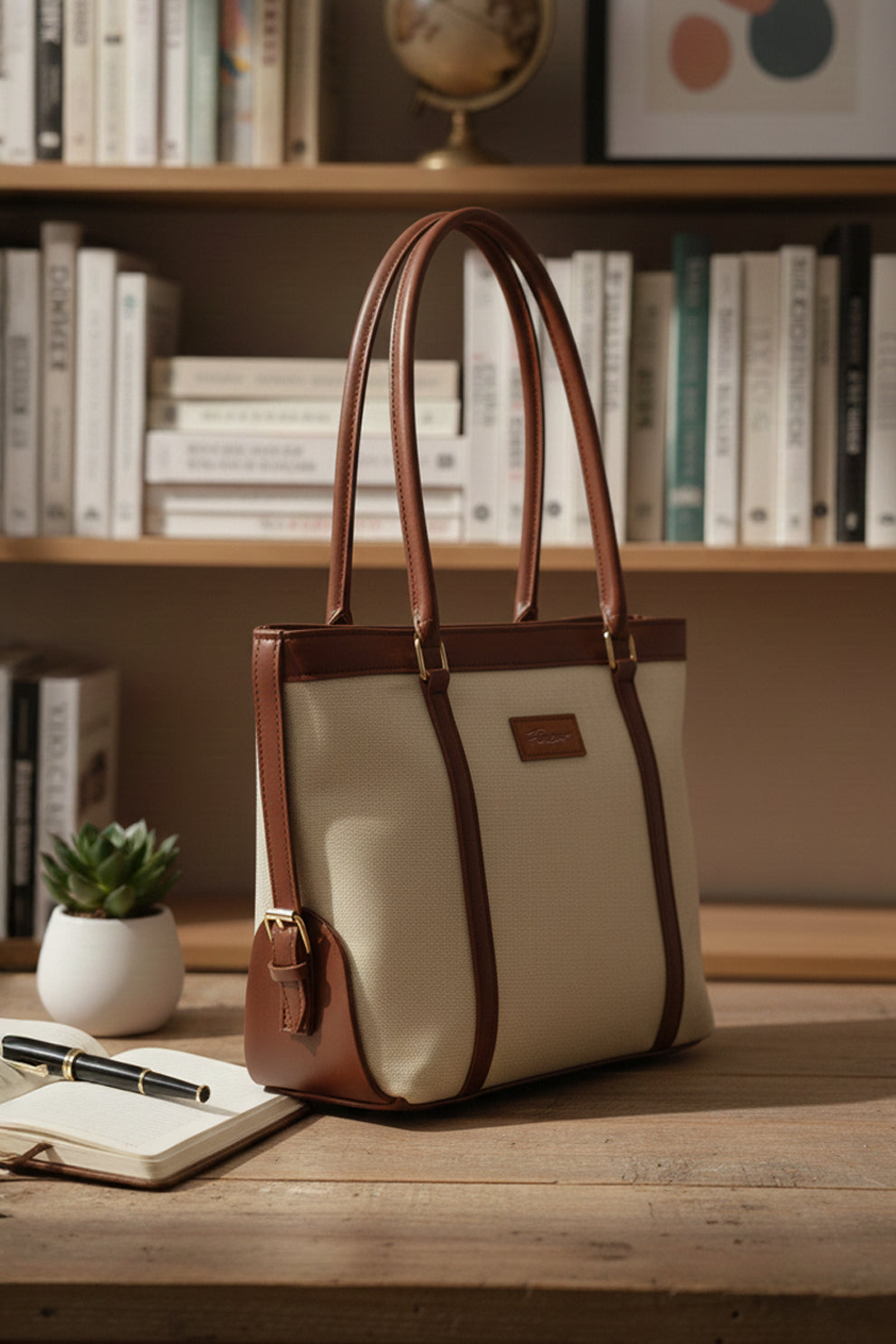 Strap Jute Tote - Brown