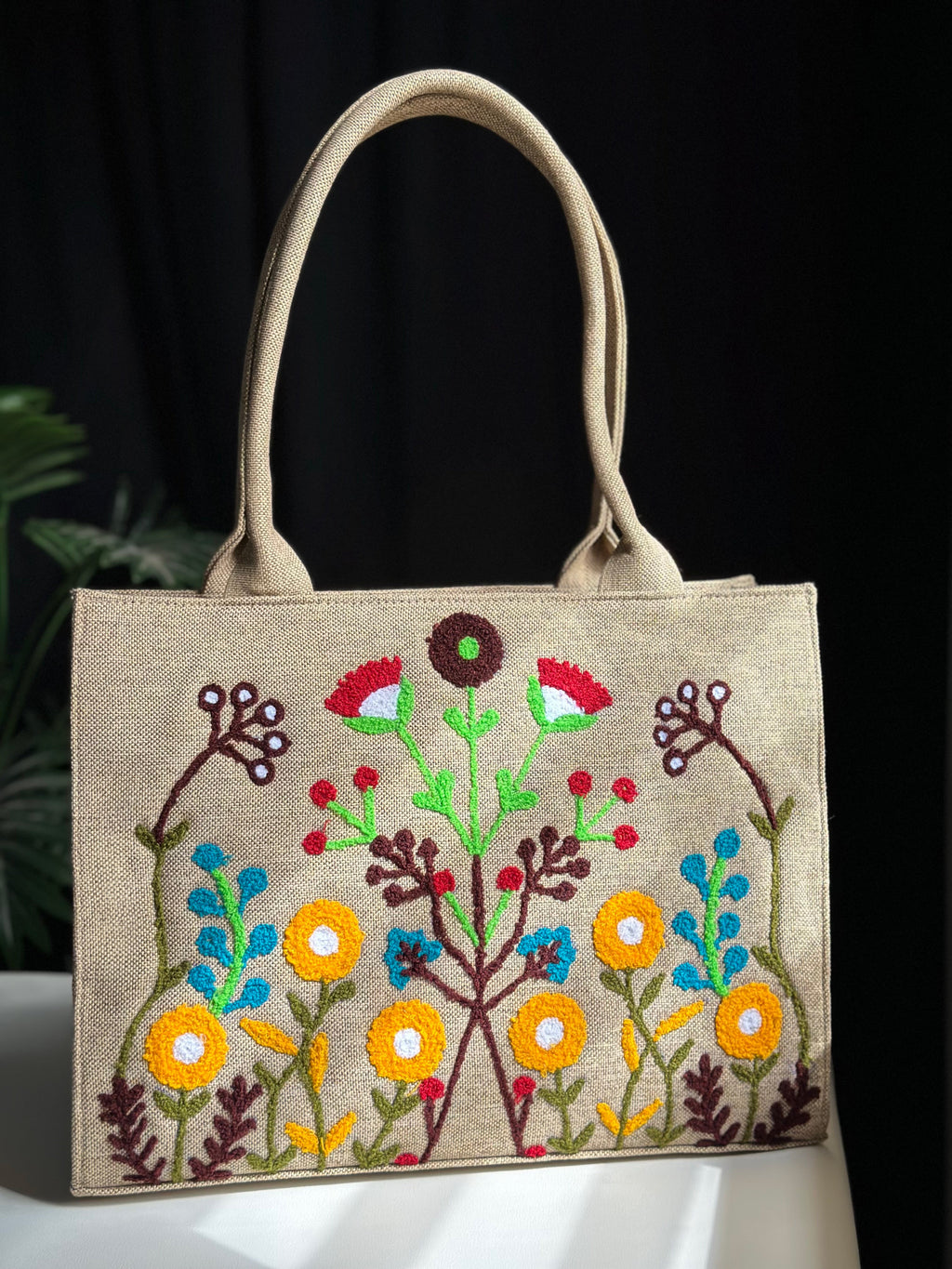 Premium Jute Tote Blush Wood - Beige