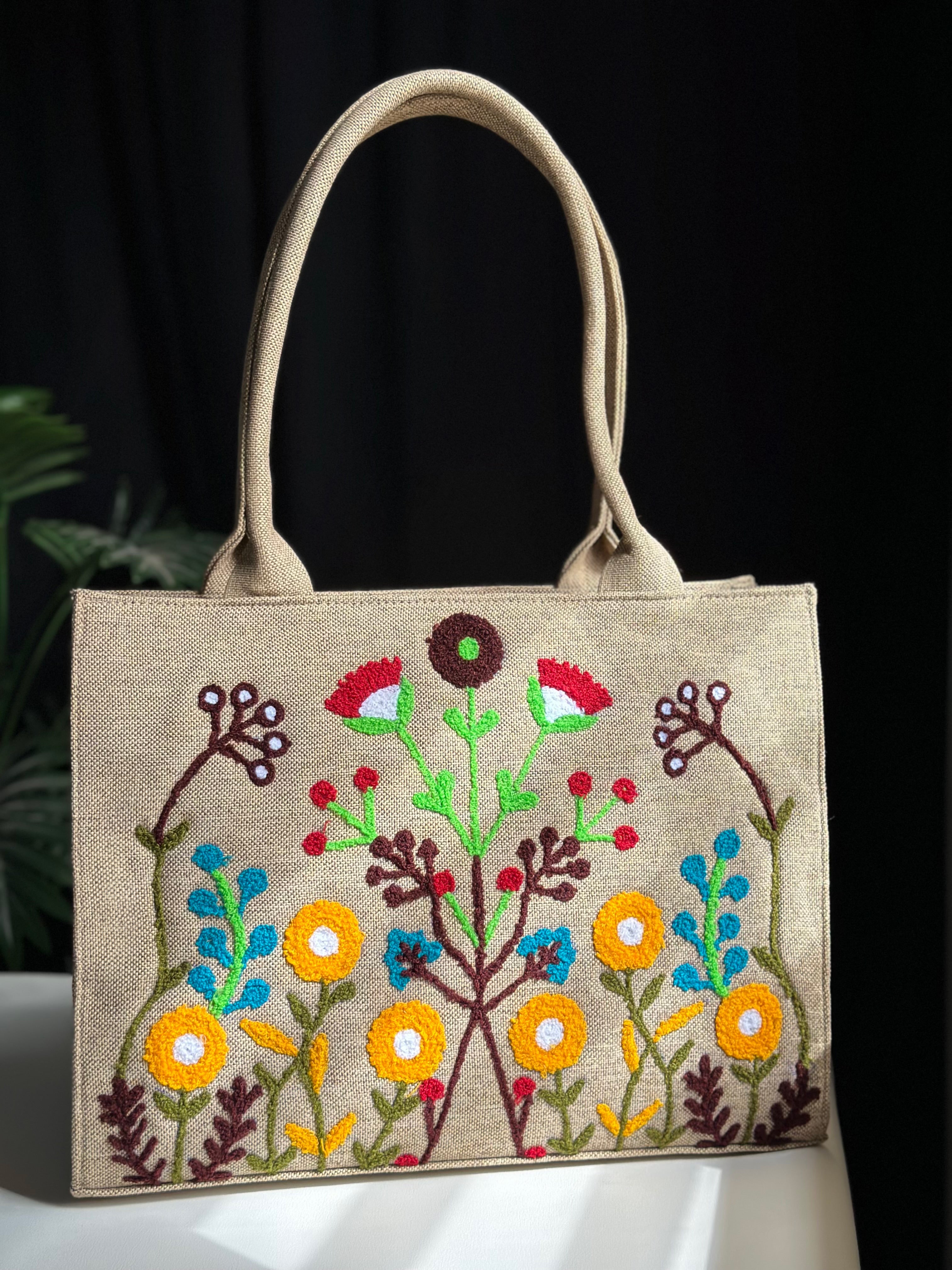 Premium Jute Tote Blush Wood - Beige