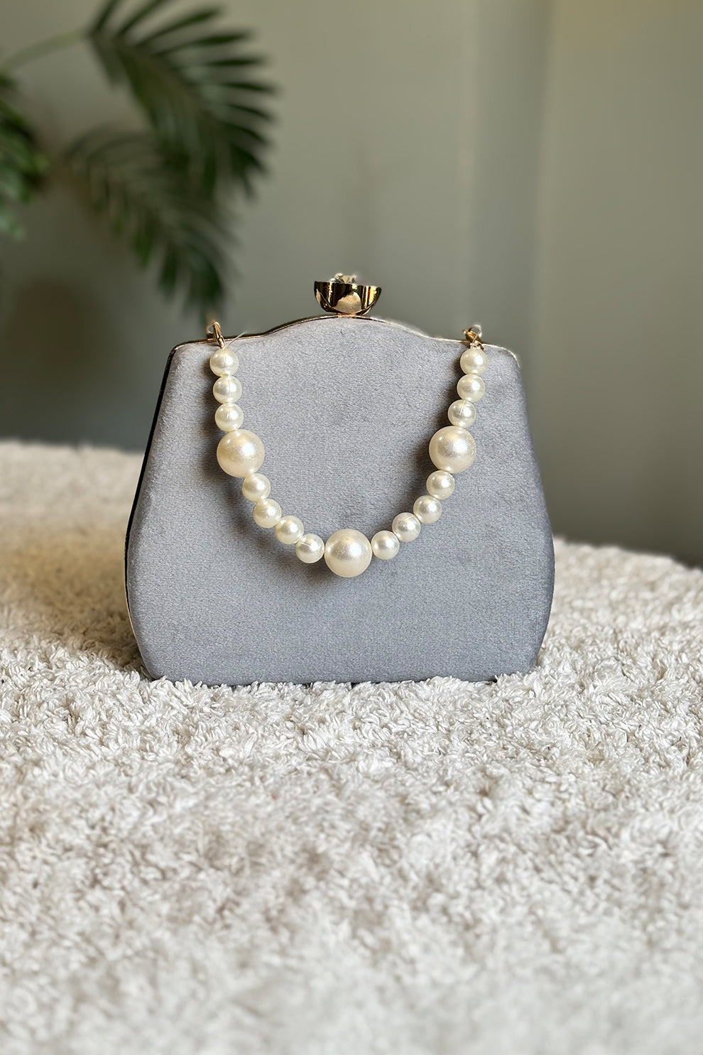 Shoporiya Clutch Velvet Kairo Pearl -  Grey