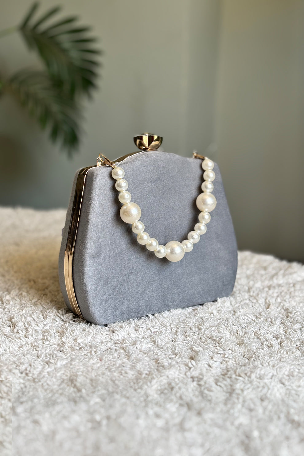 Shoporiya Clutch Velvet Kairo Pearl -  Grey