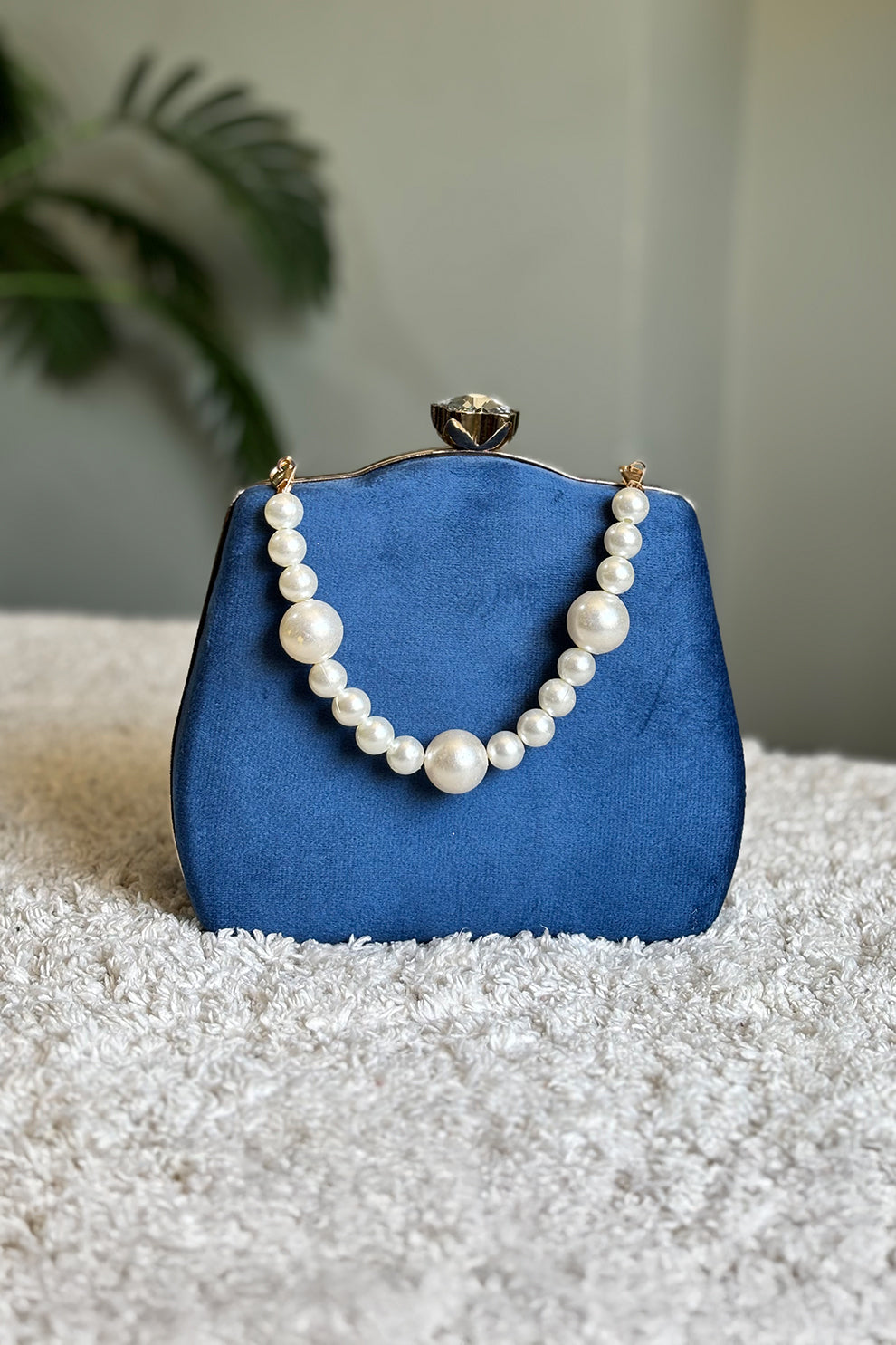Shoporiya Clutch Velvet Kairo Pearl -  Royal Blue