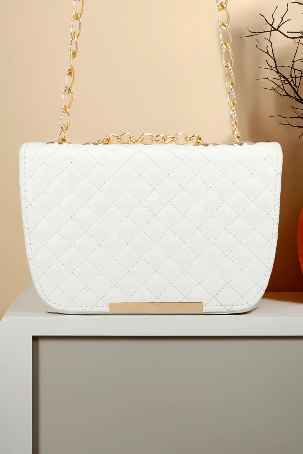 Shoulder Bag Quilted Charm - White