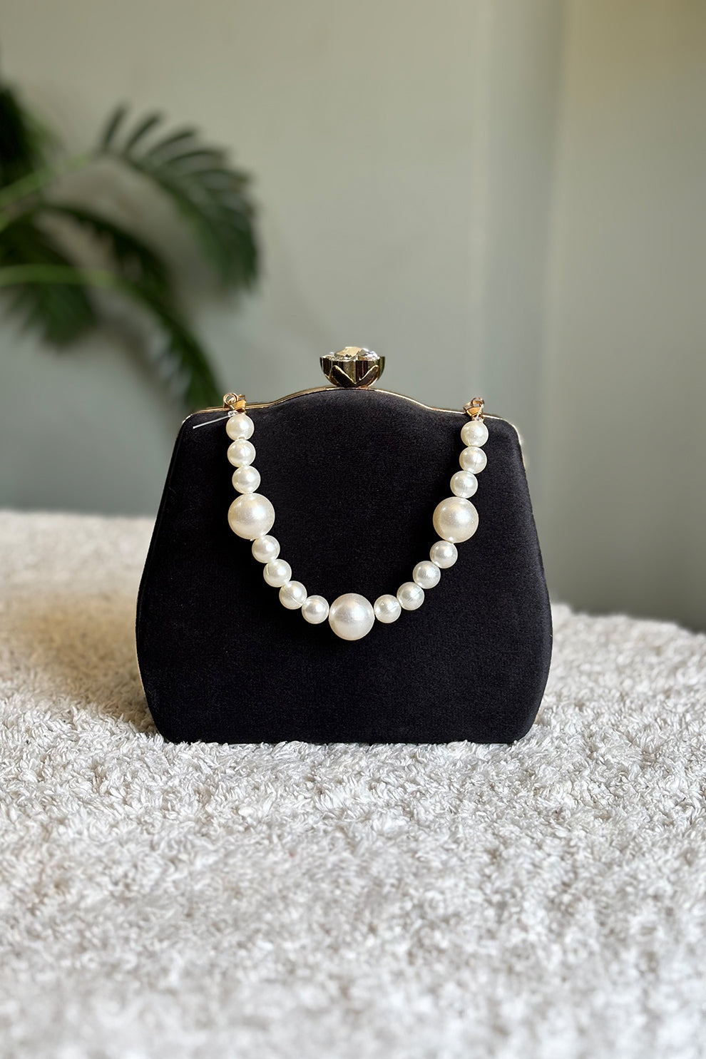 Shoporiya Clutch Velvet Kairo Pearl -  Black