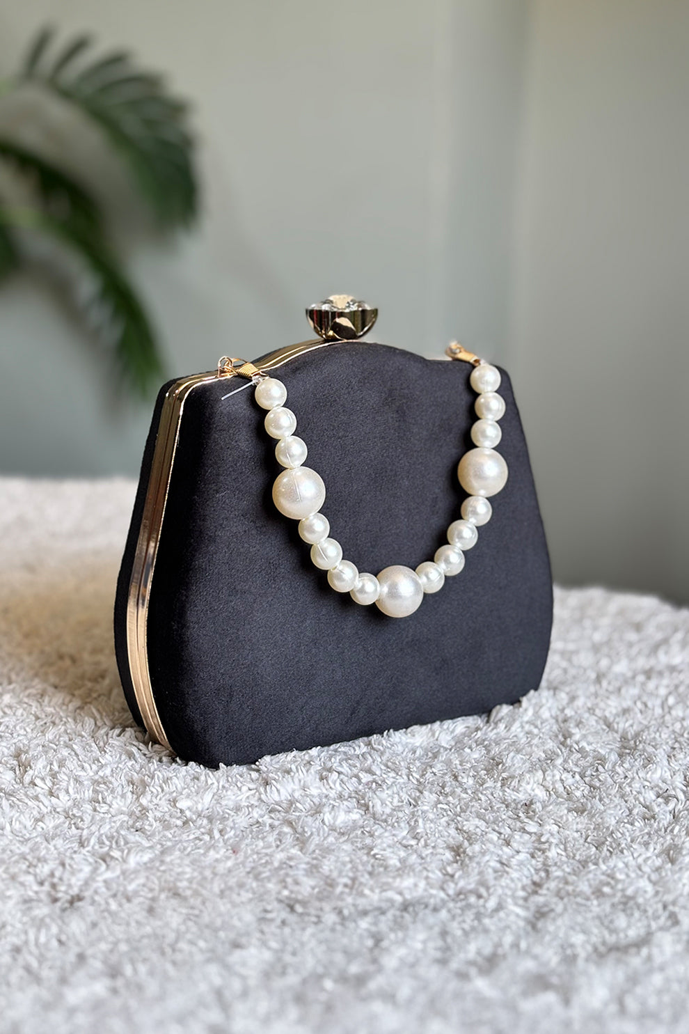 Shoporiya Clutch Velvet Kairo Pearl -  Black