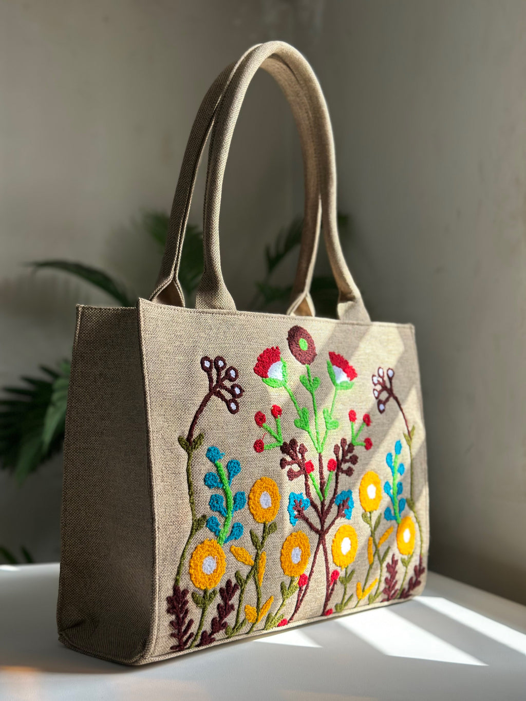 Premium Jute Tote Blush Wood - Beige