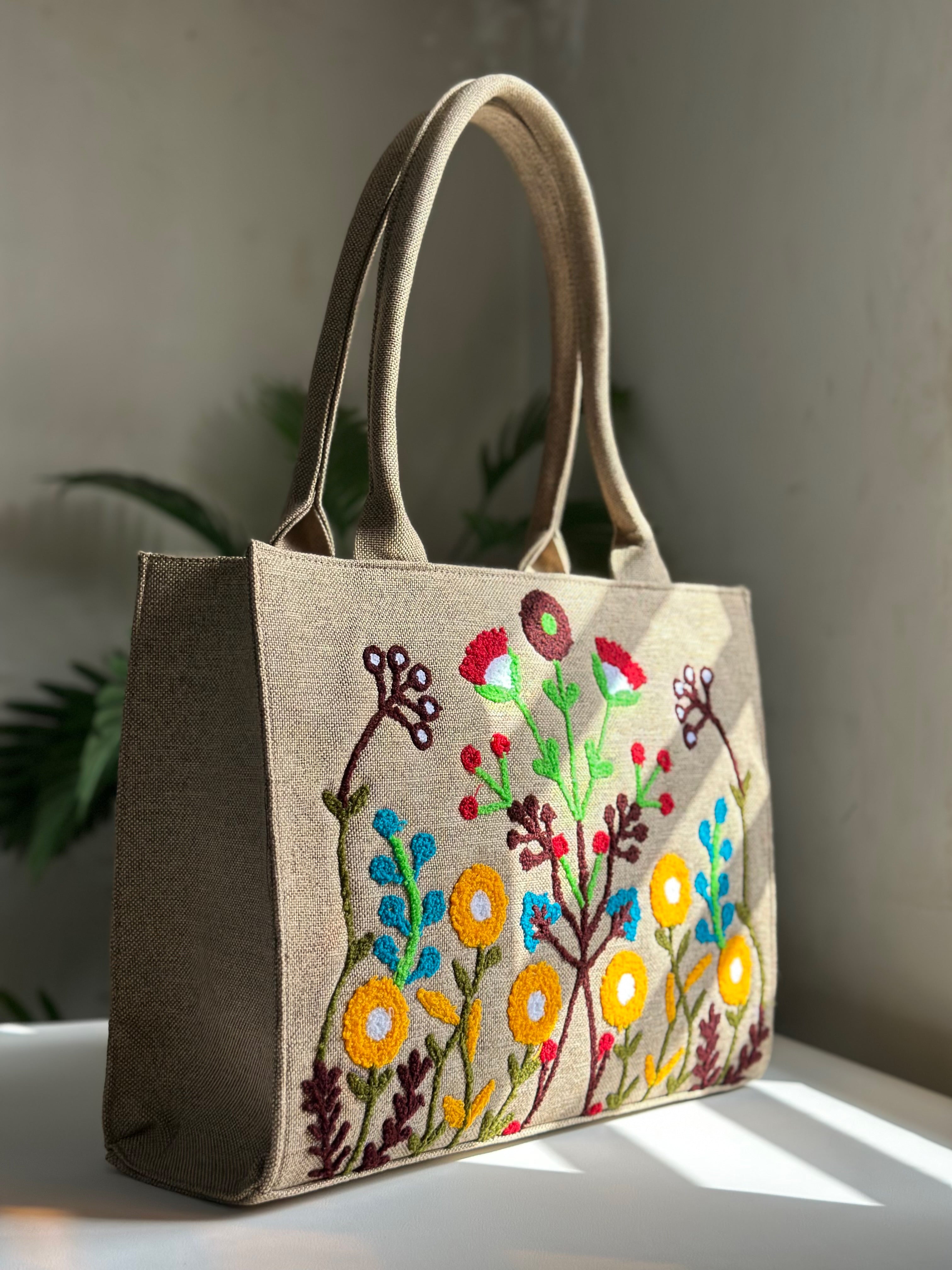 Premium Jute Tote Blush Wood - Beige