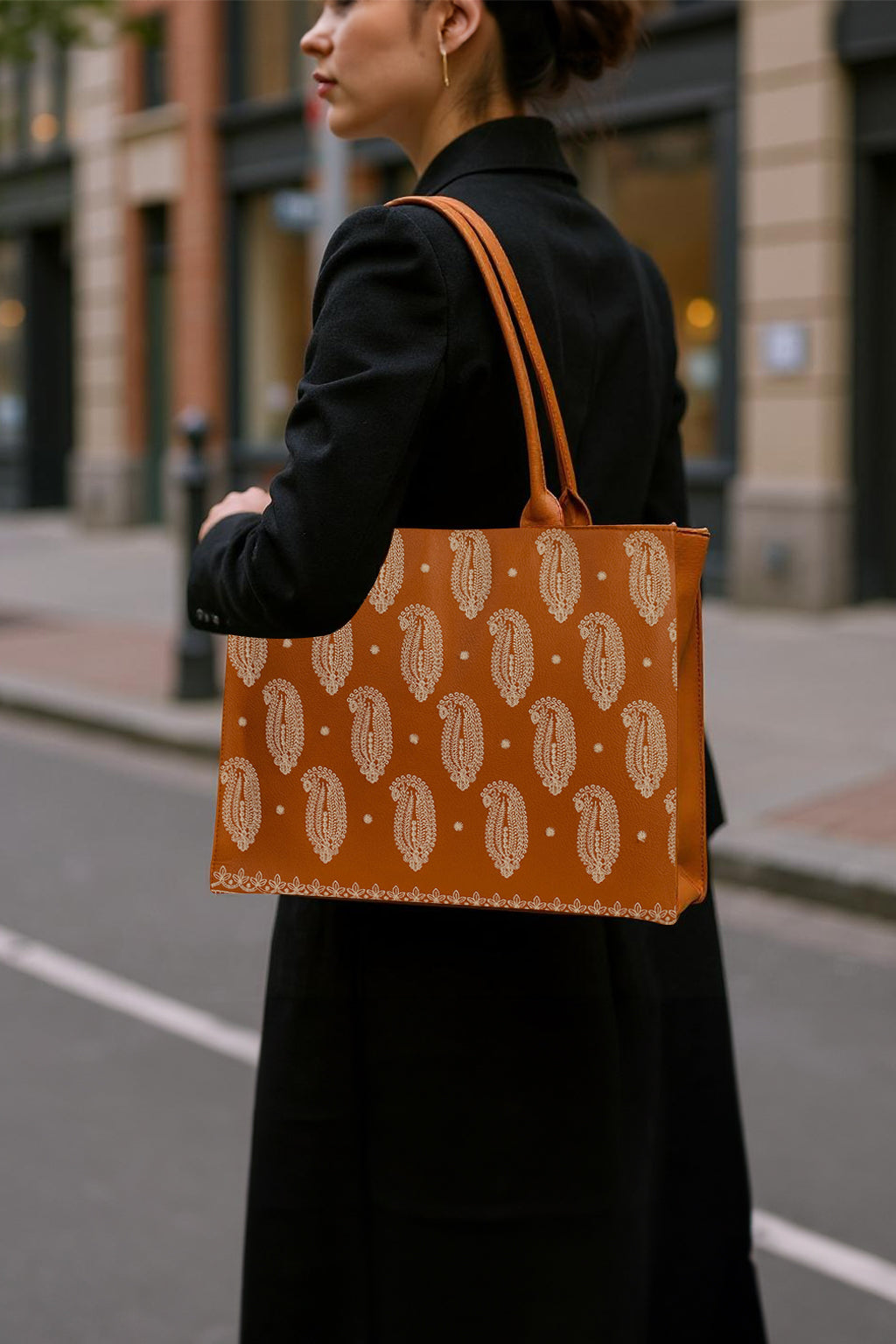 Embroidery Tote Bag Daily Carry - Mustard