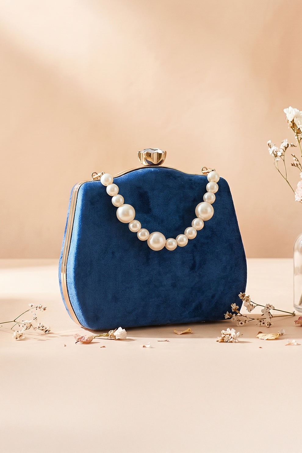 Shoporiya Clutch Velvet Kairo Pearl -  Royal Blue