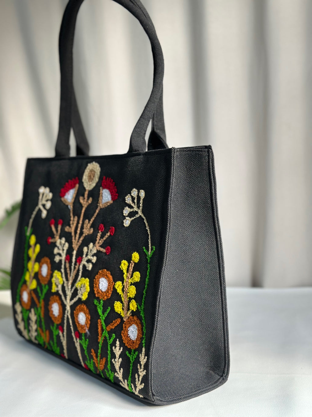 Premium Jute Tote Blush Wood - Black