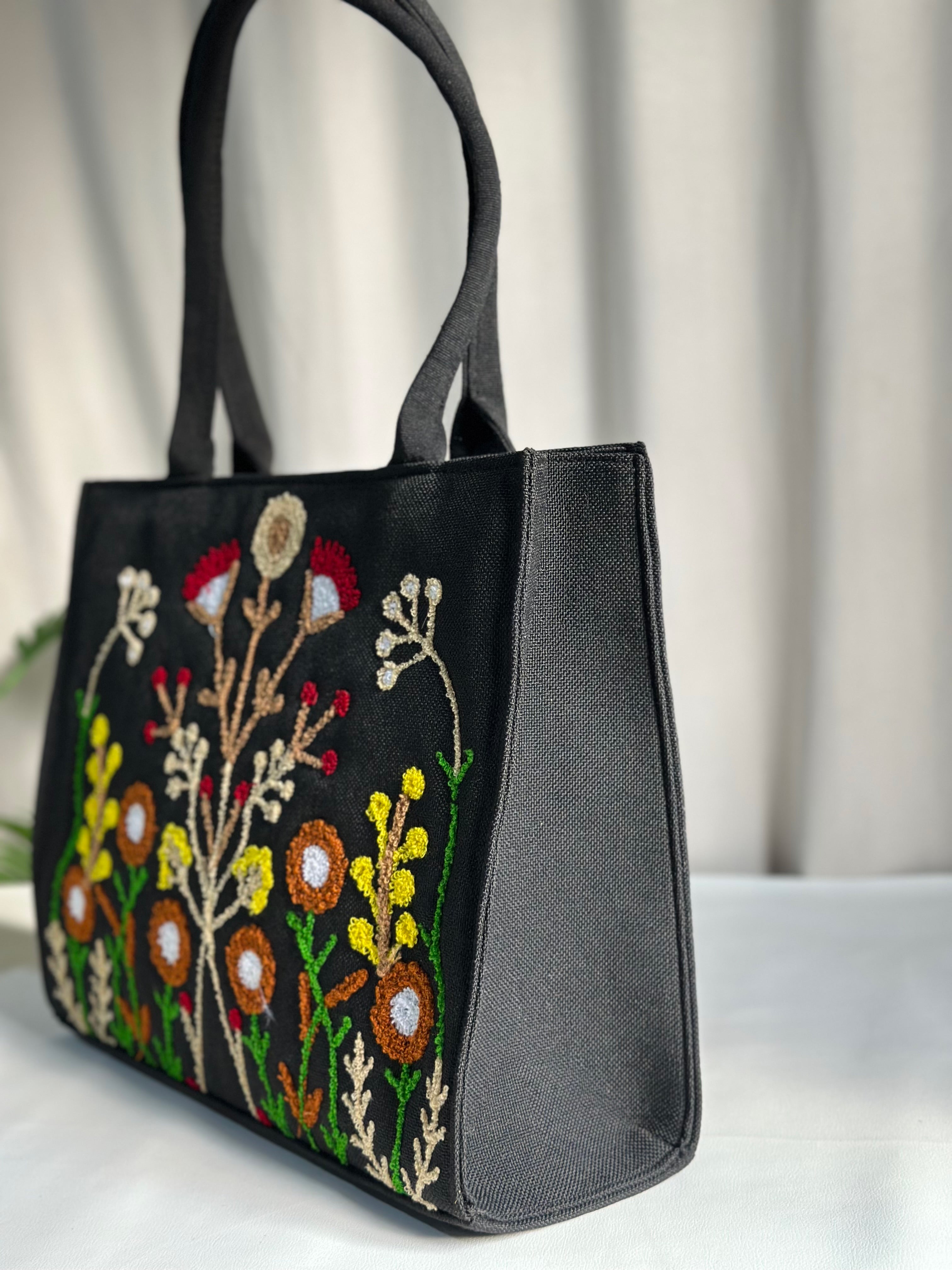 Premium Jute Tote Blush Wood - Black