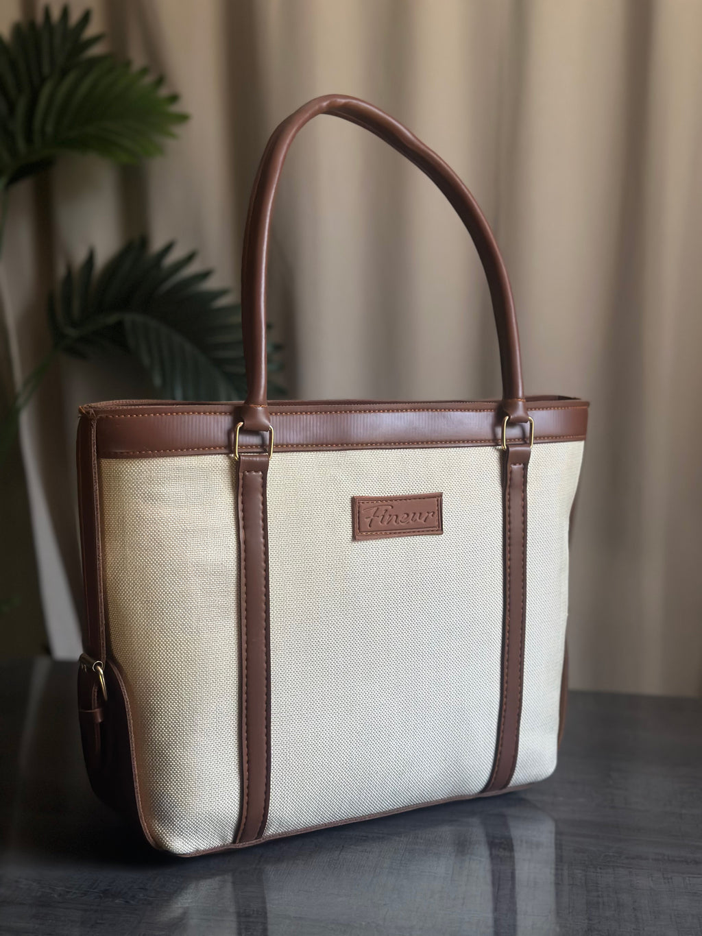 Strap Jute Tote - Brown