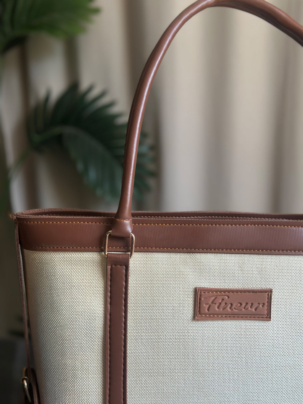 Strap Jute Tote - Brown