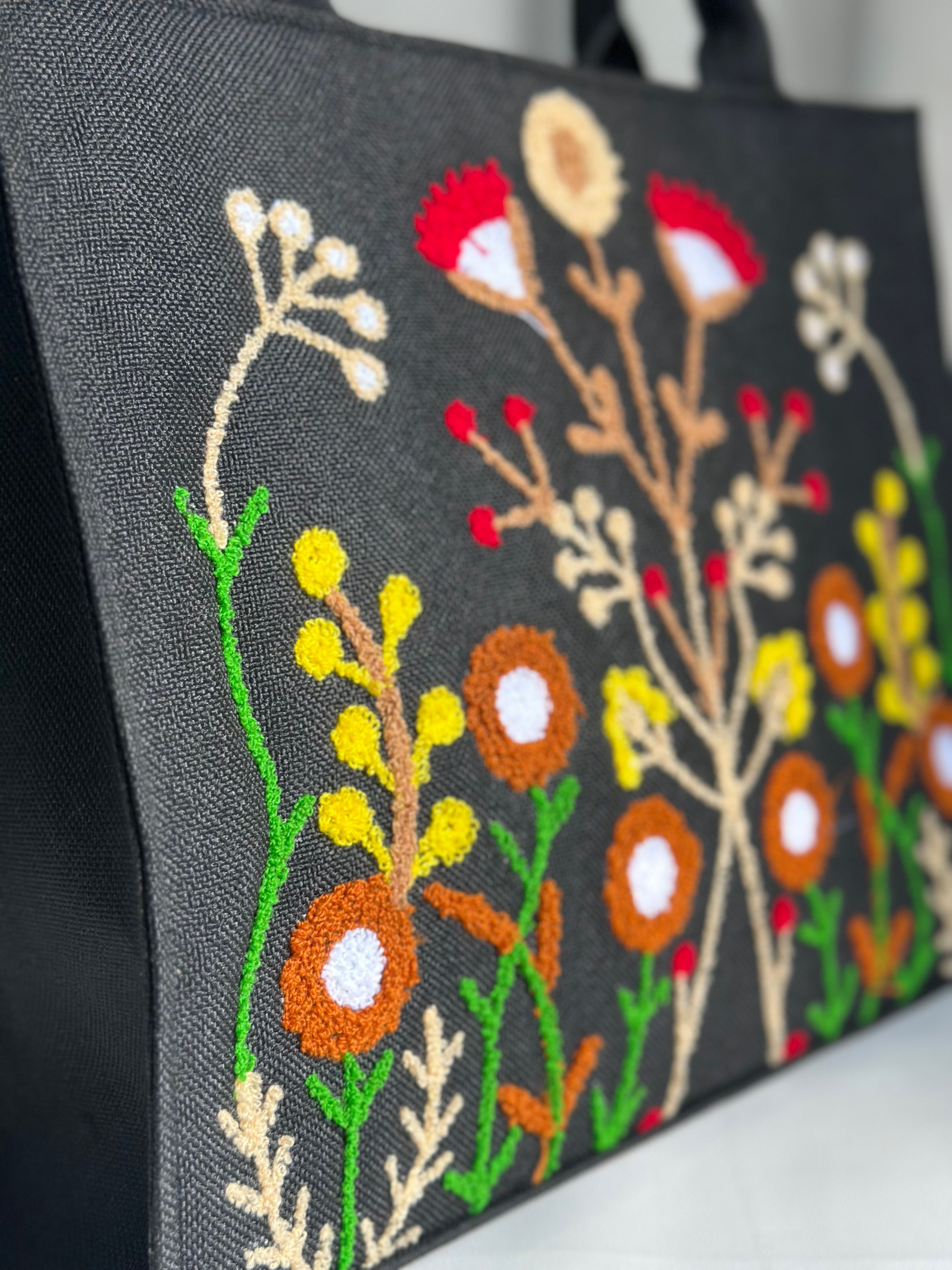 Premium Jute Tote Blush Wood - Black