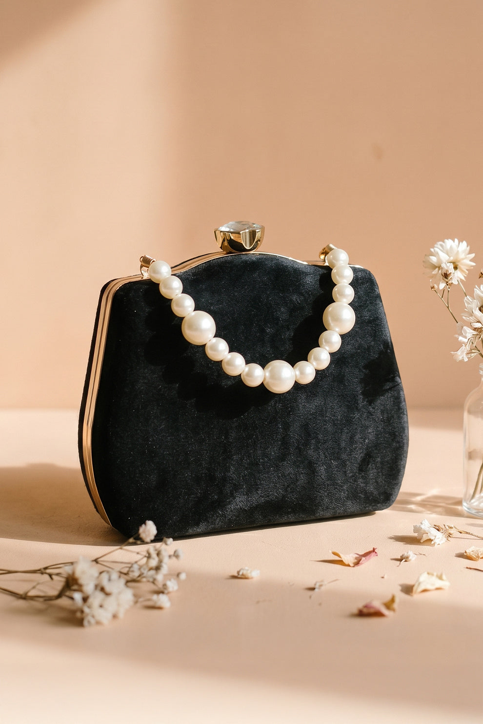 Shoporiya Clutch Velvet Kairo Pearl -  Black
