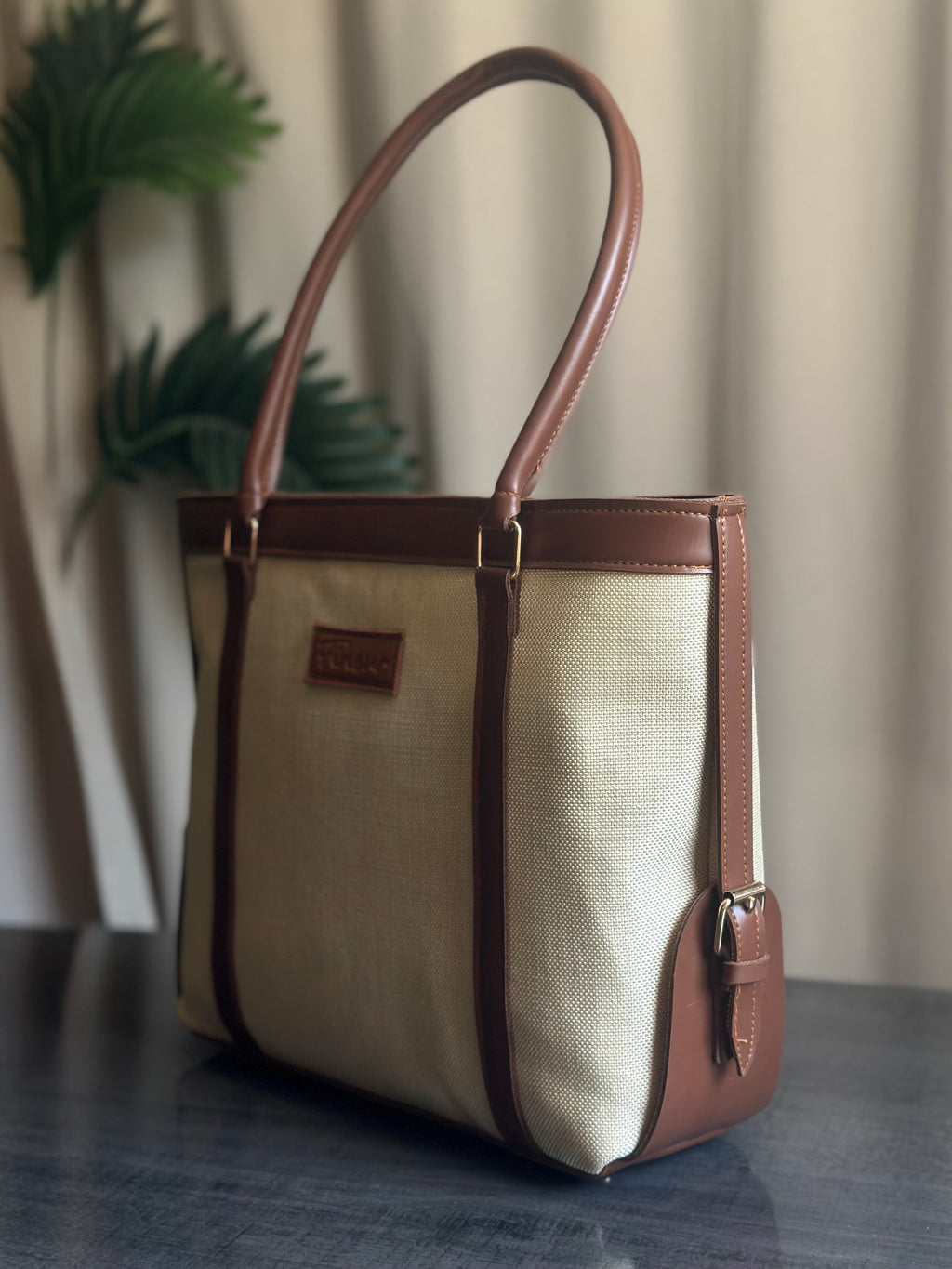 Strap Jute Tote - Brown