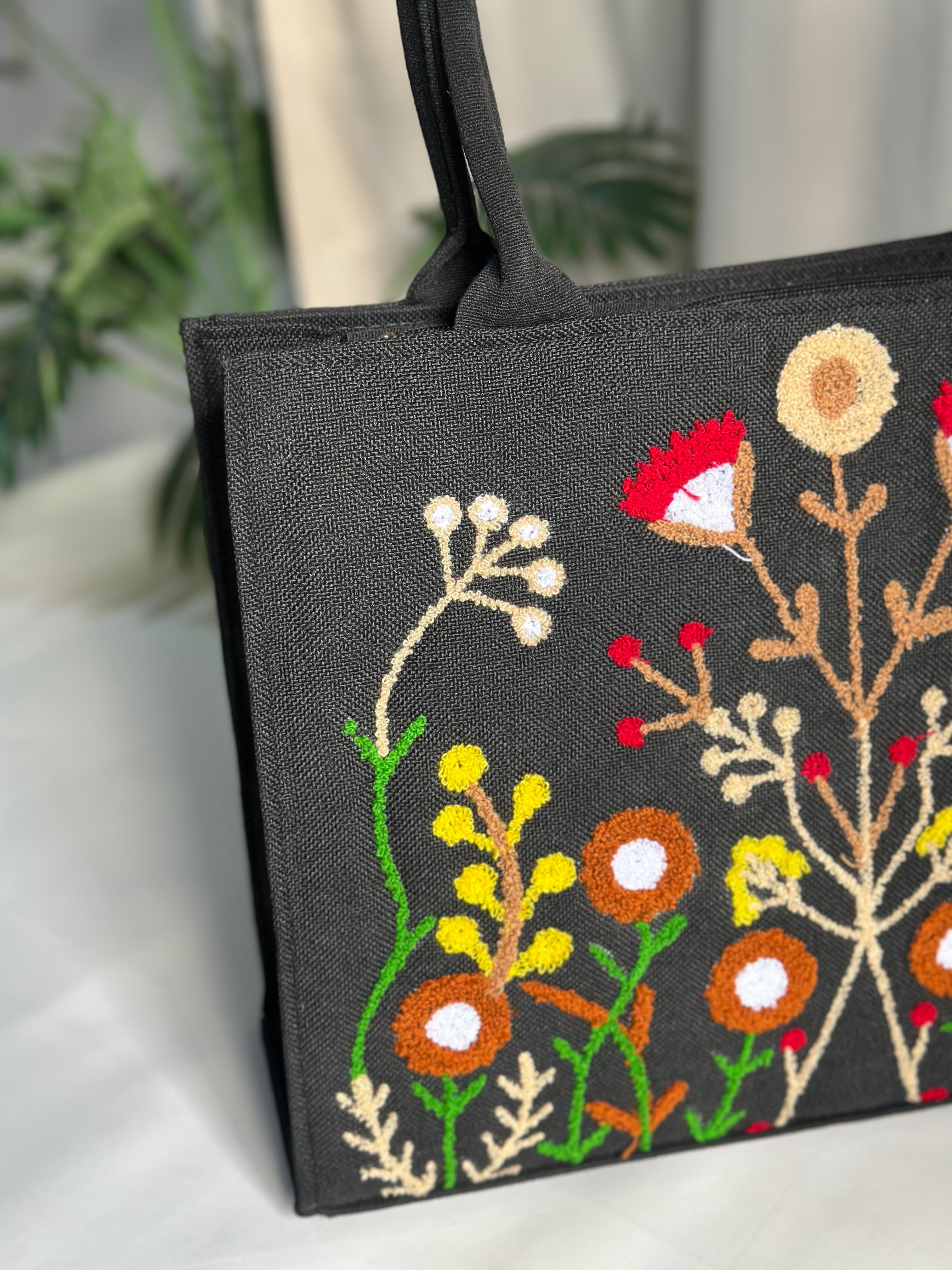 Premium Jute Tote Blush Wood - Black