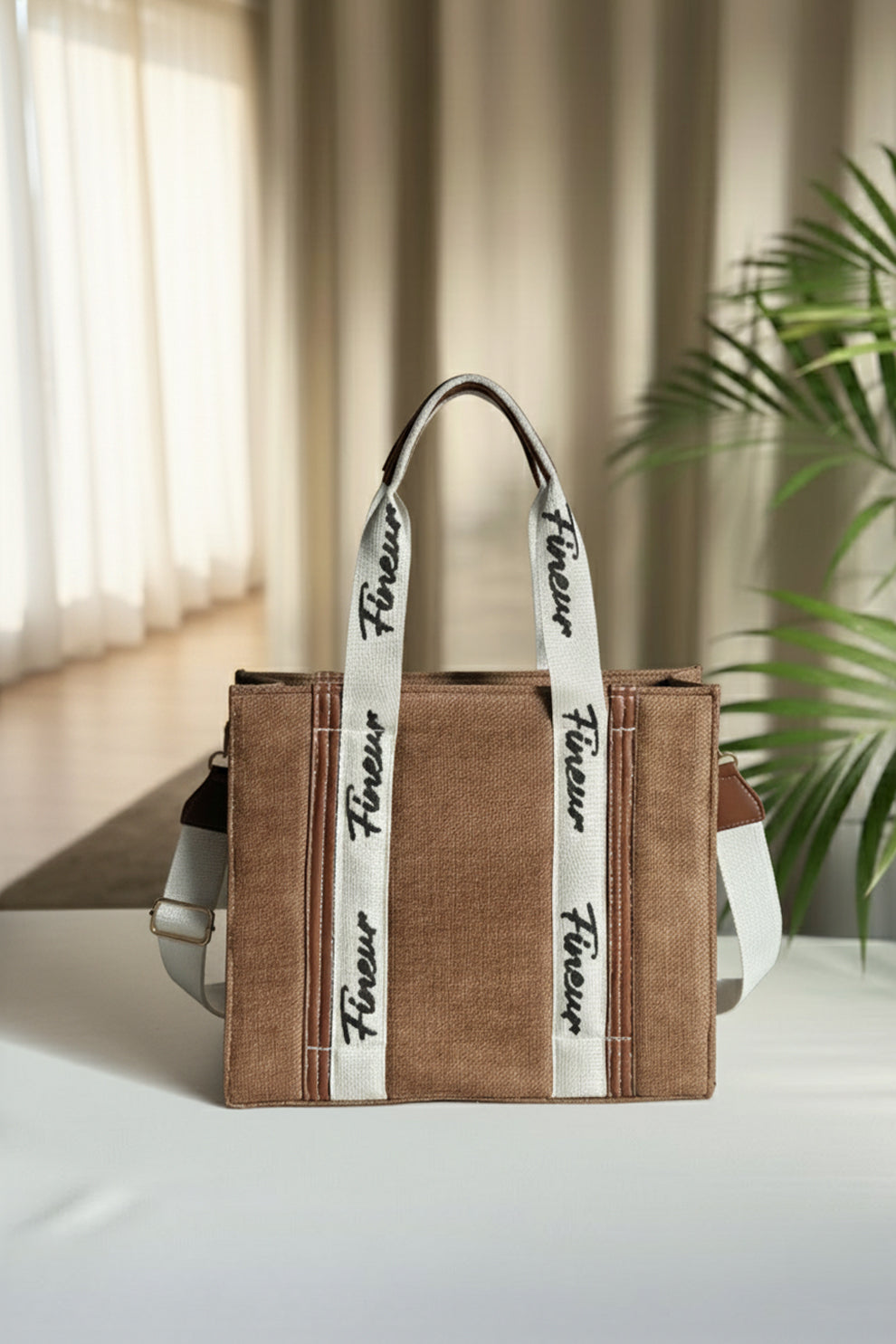 Canvas Modern Muse Tote - Light Brown