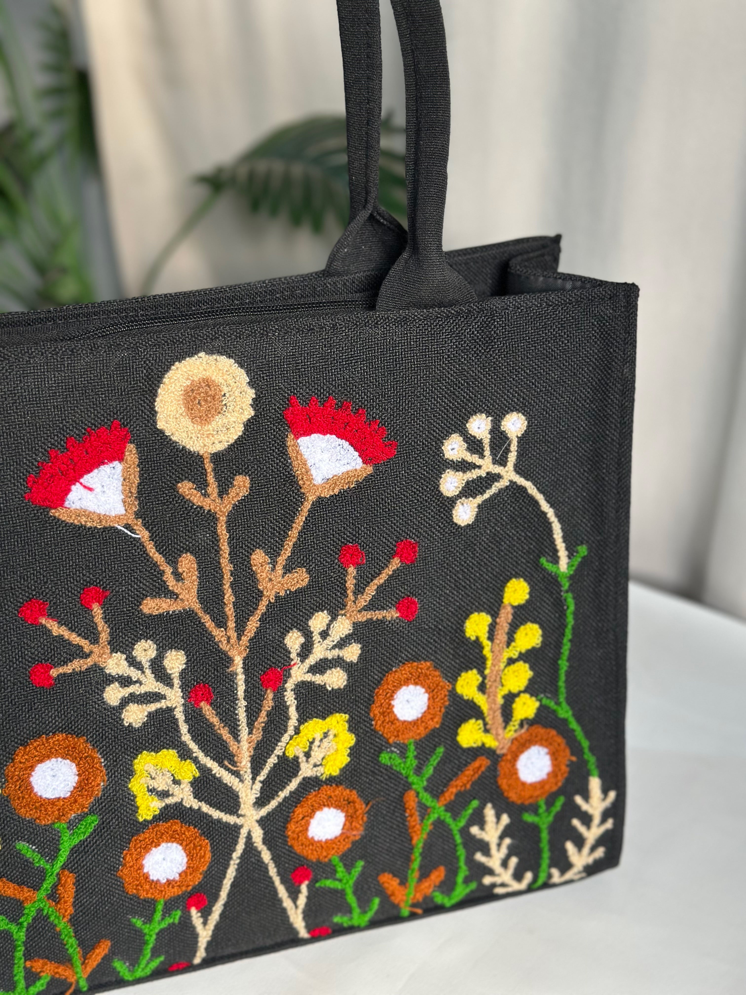 Premium Jute Tote Blush Wood - Black