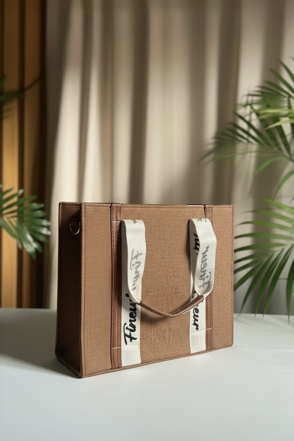 Canvas Modern Muse Tote - Light Brown