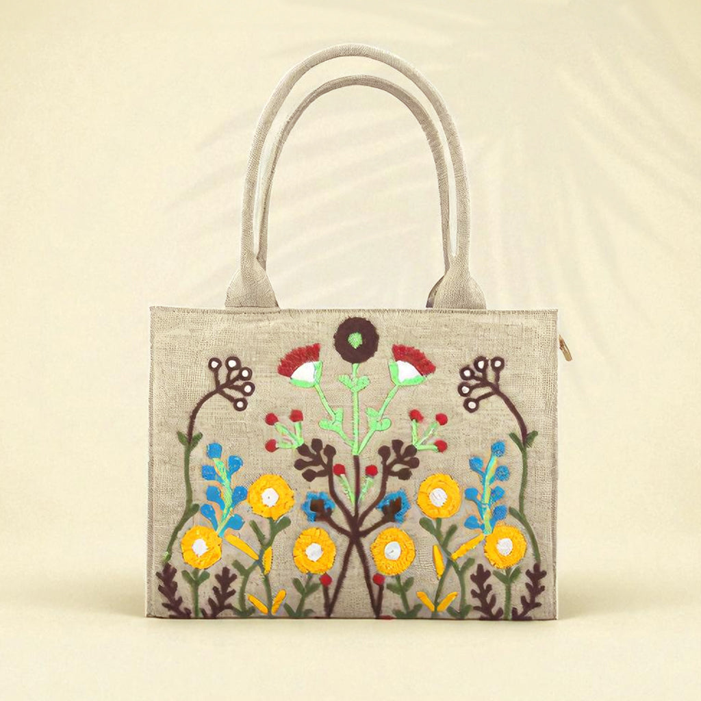 Premium Jute Tote Blush Wood - Beige