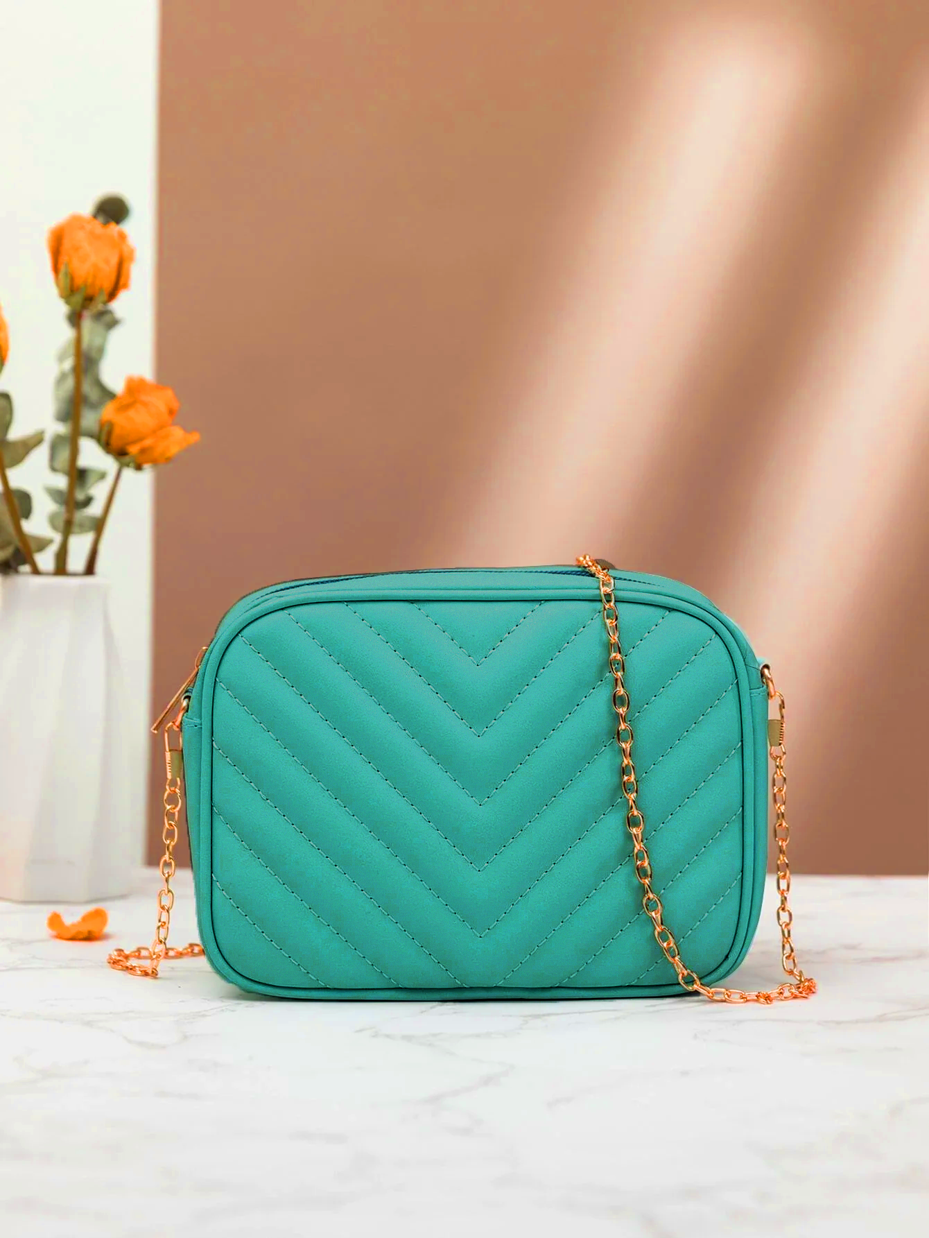 Crossbody Chevron Charm - Sea Green