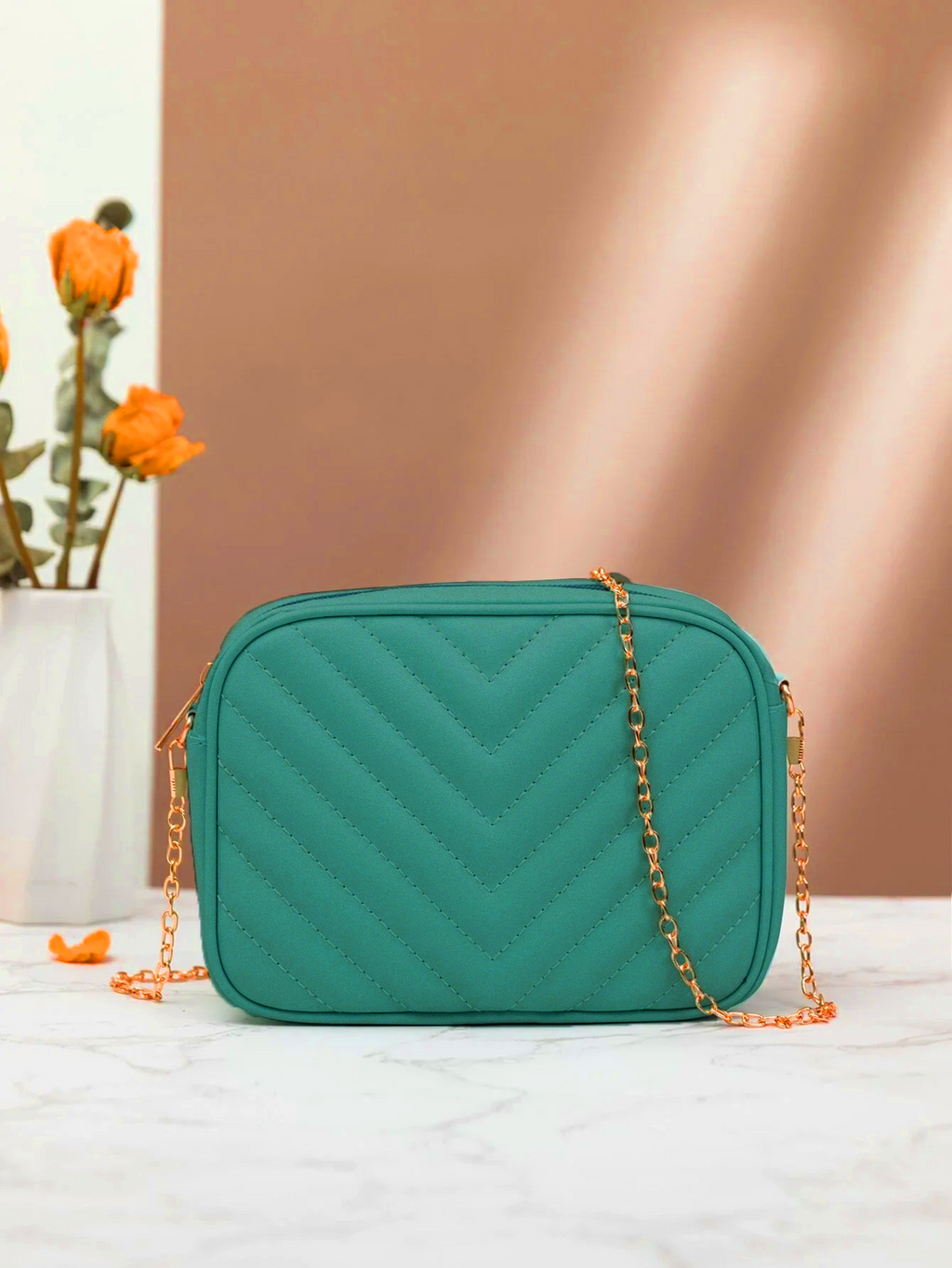 Crossbody Chevron Charm - Sea Green