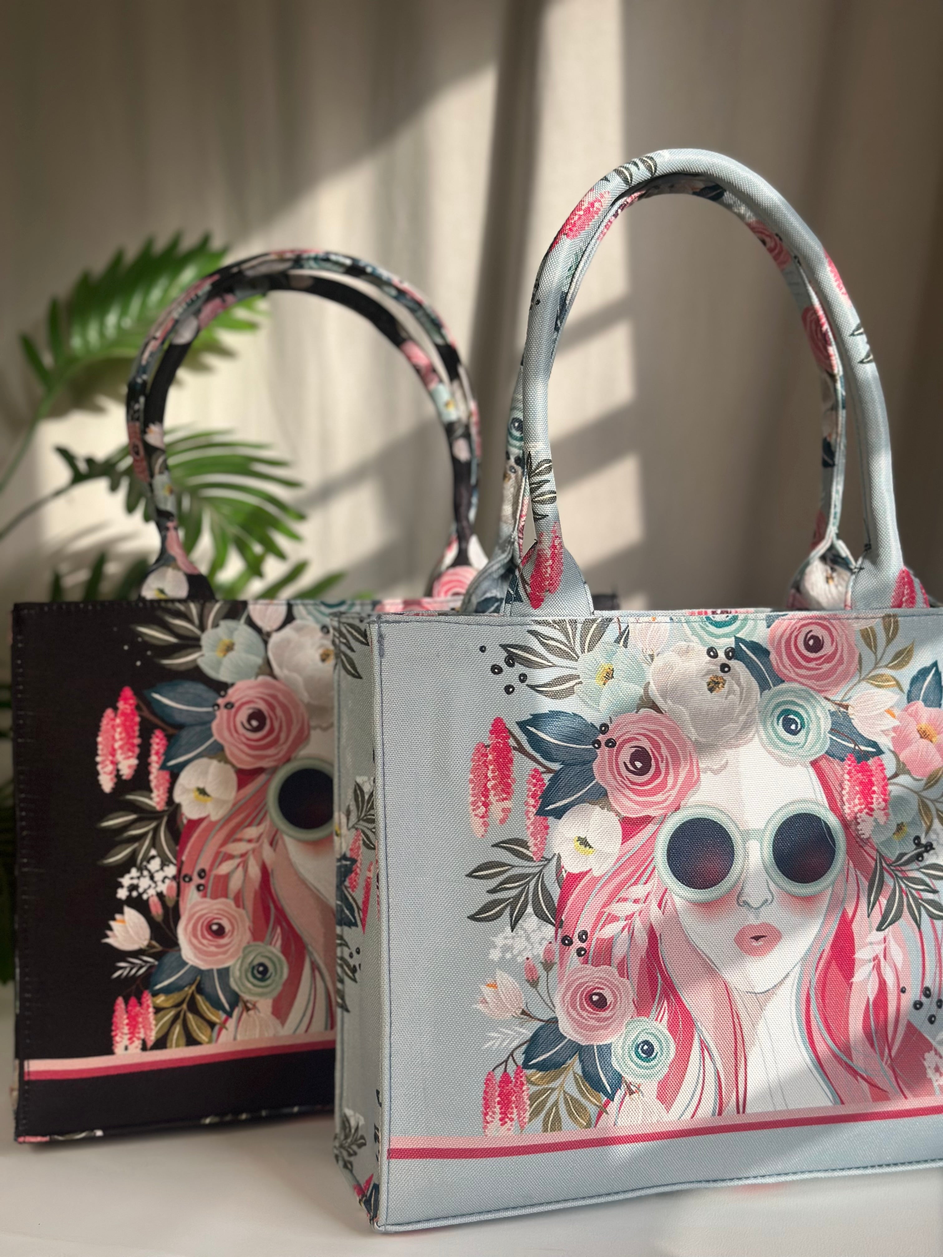 Canvas Tote Cherry Twinkle - Black