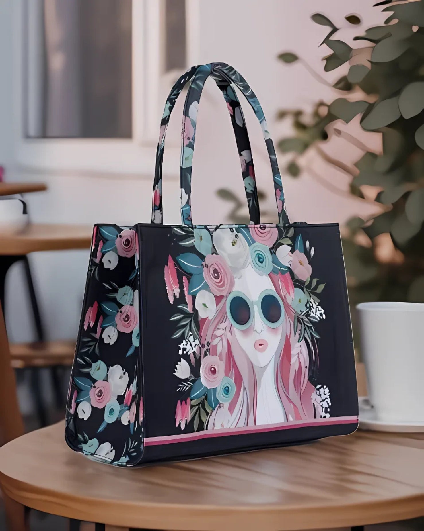 Canvas Tote Cherry Twinkle - Black