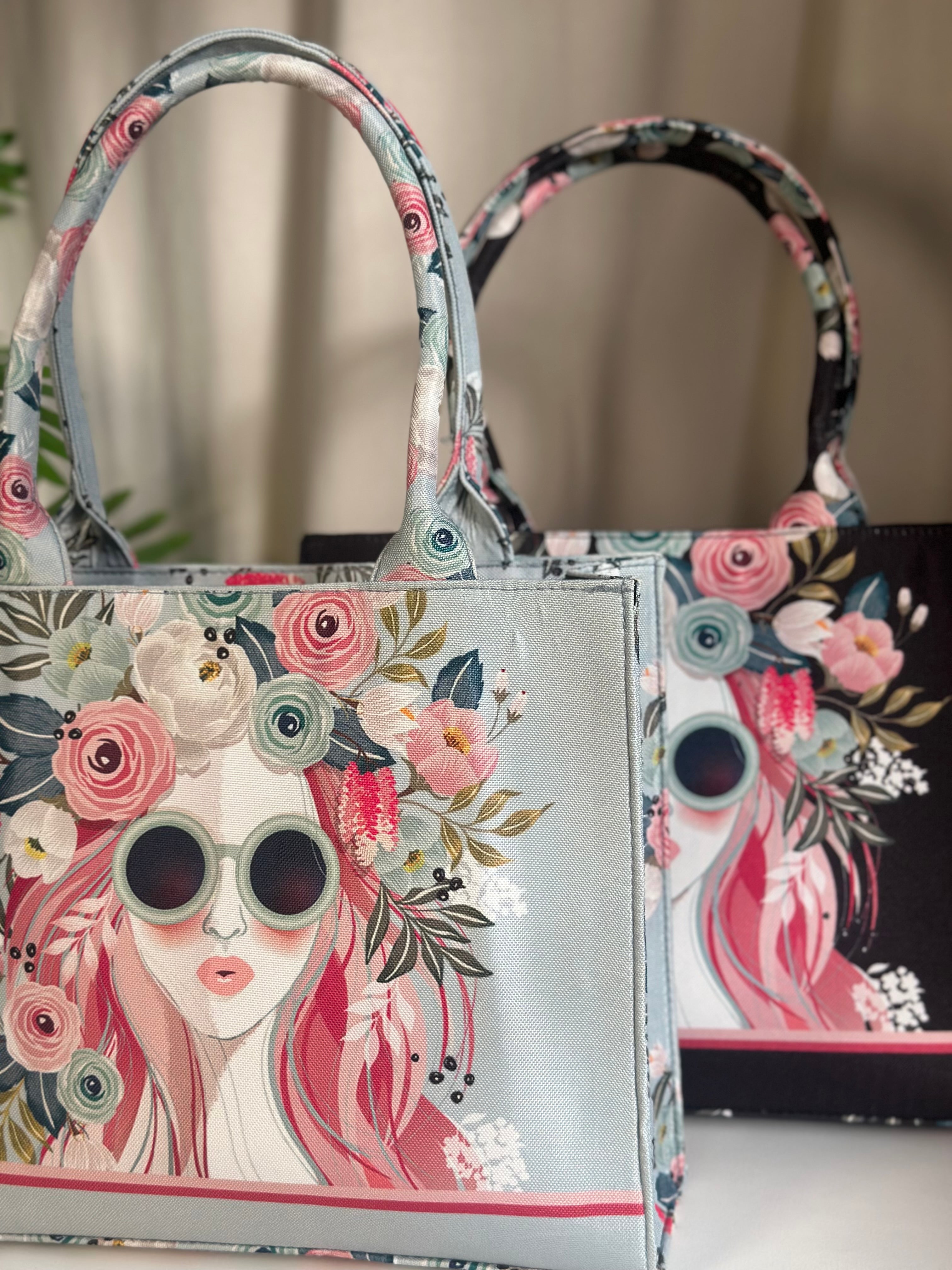 Canvas Tote Cherry Twinkle - Black