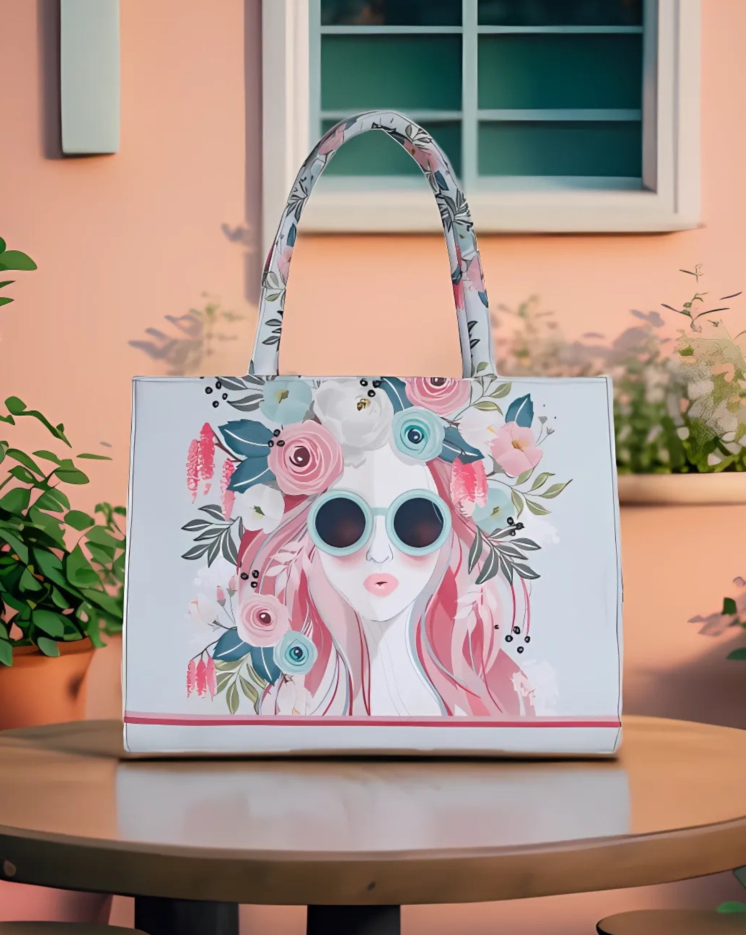 Canvas Tote Cherry Twinkle - White