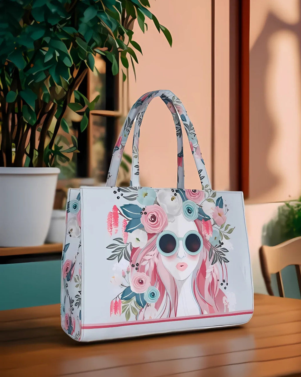 Canvas Tote Cherry Twinkle - White