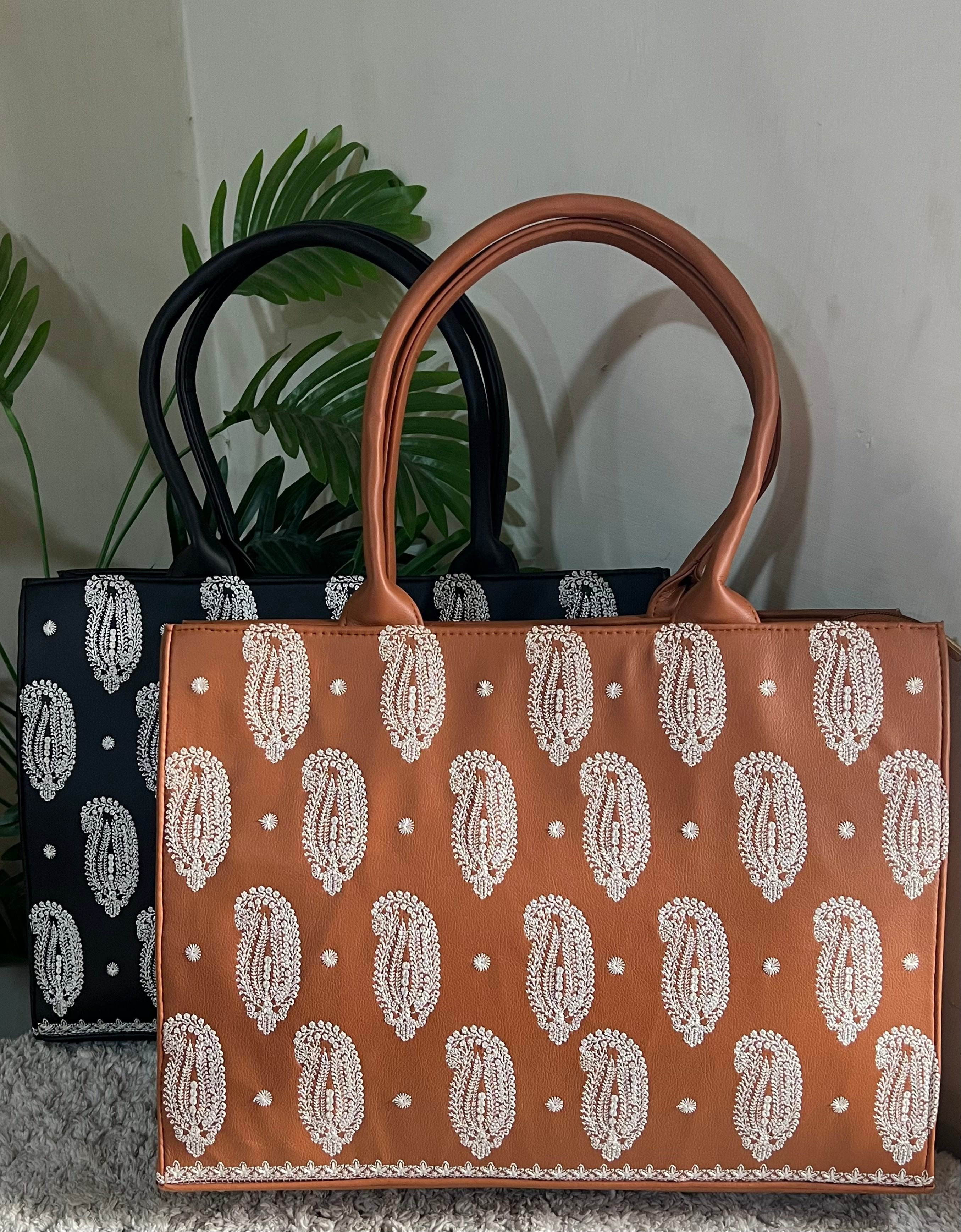 Embroidery Tote Bag Daily Carry - Mustard