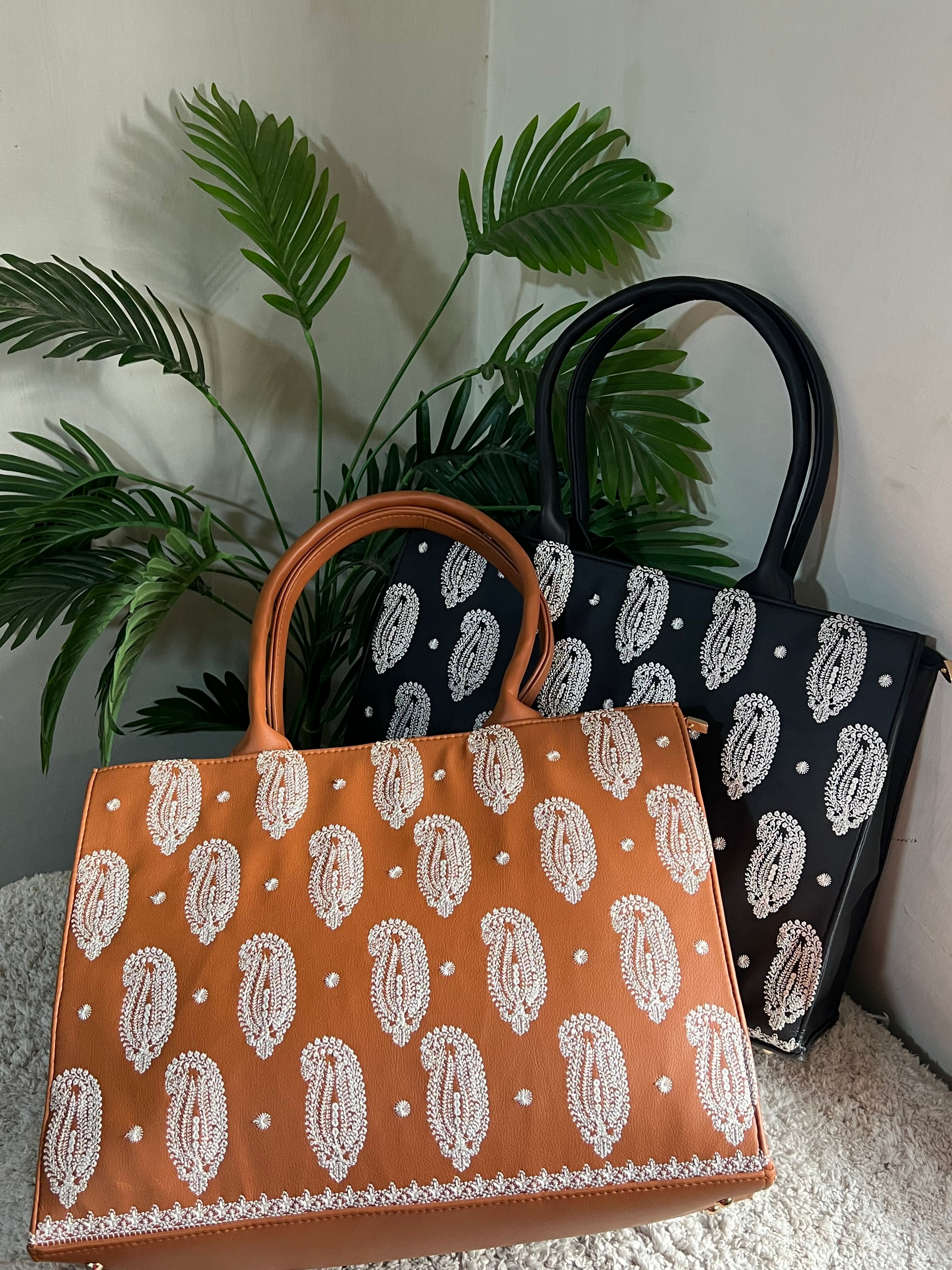 Embroidery Tote Bag Daily Carry - Mustard