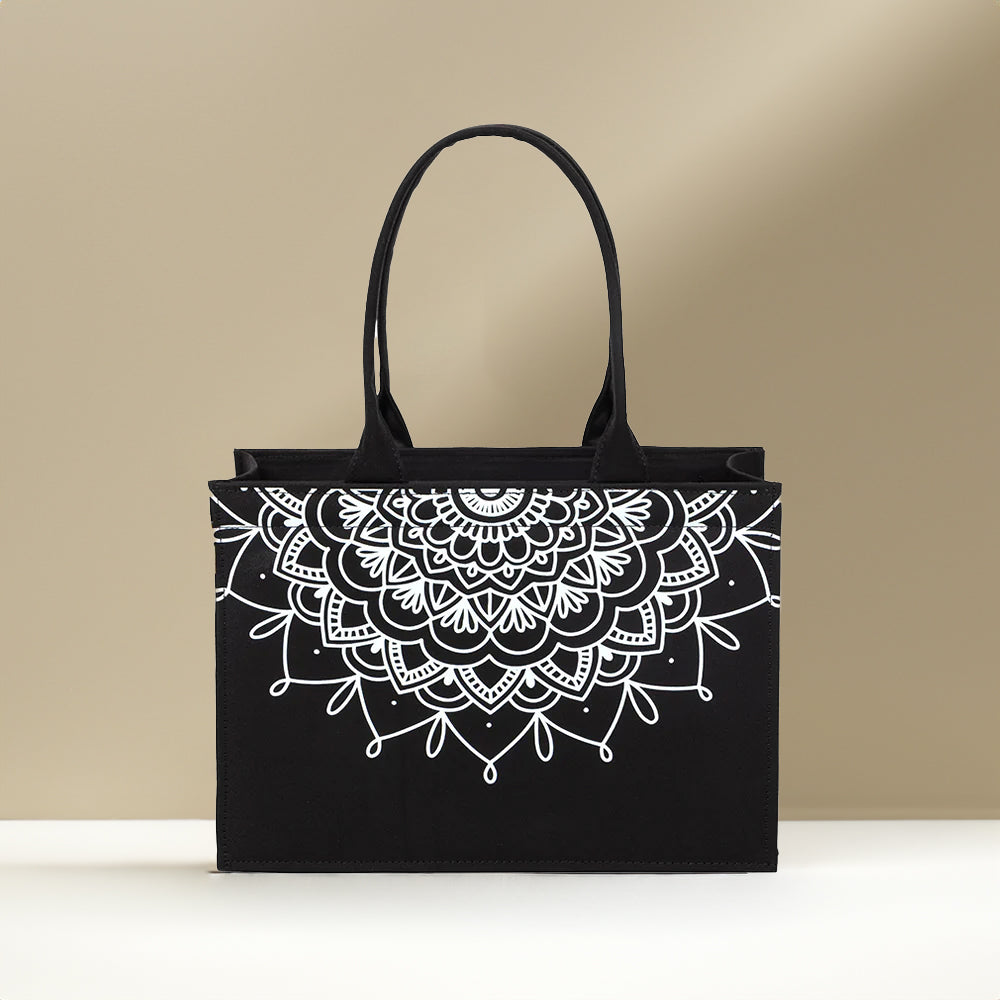 Mini Canvas Tote Mandala Loop - Black