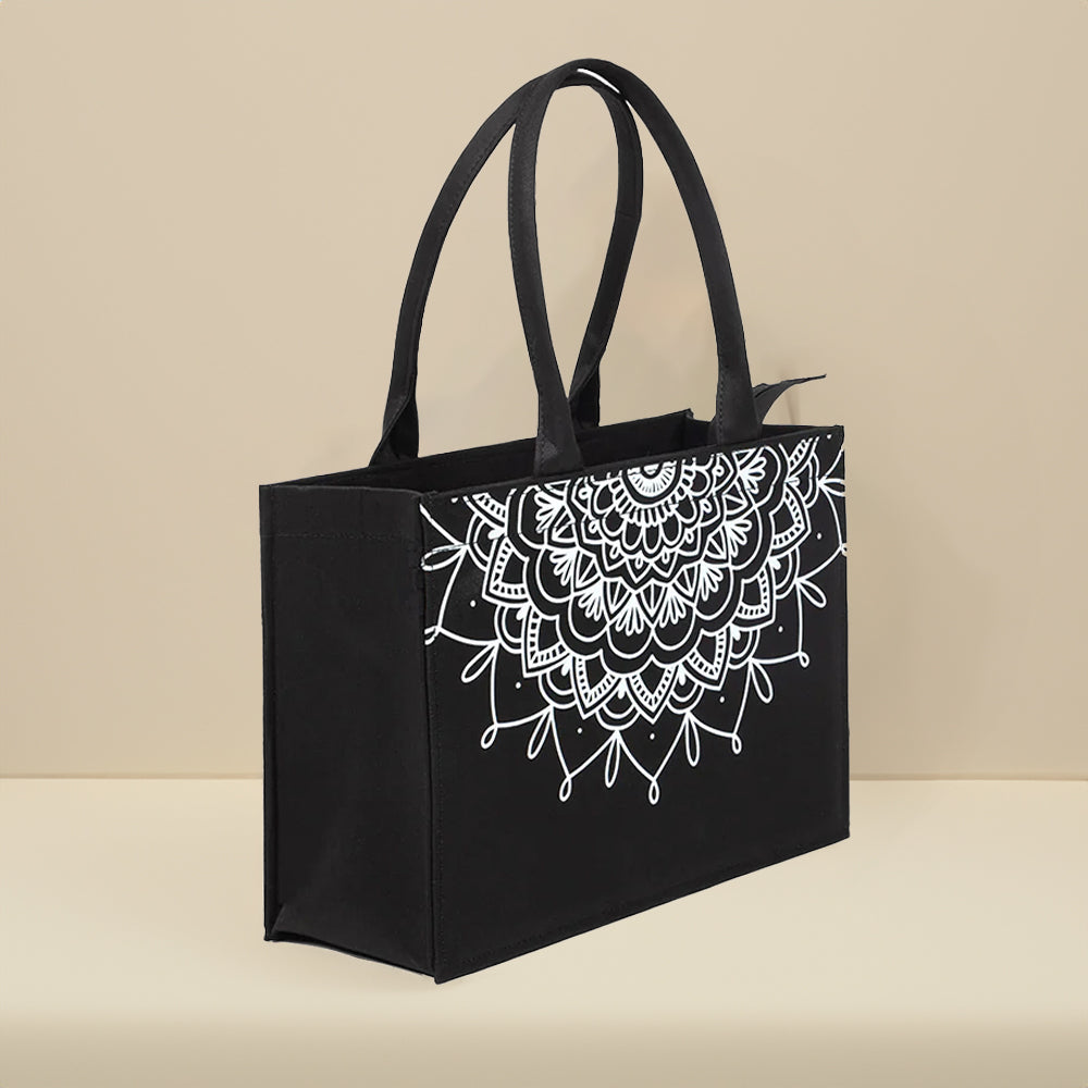 Mini Canvas Tote Mandala Loop - Black