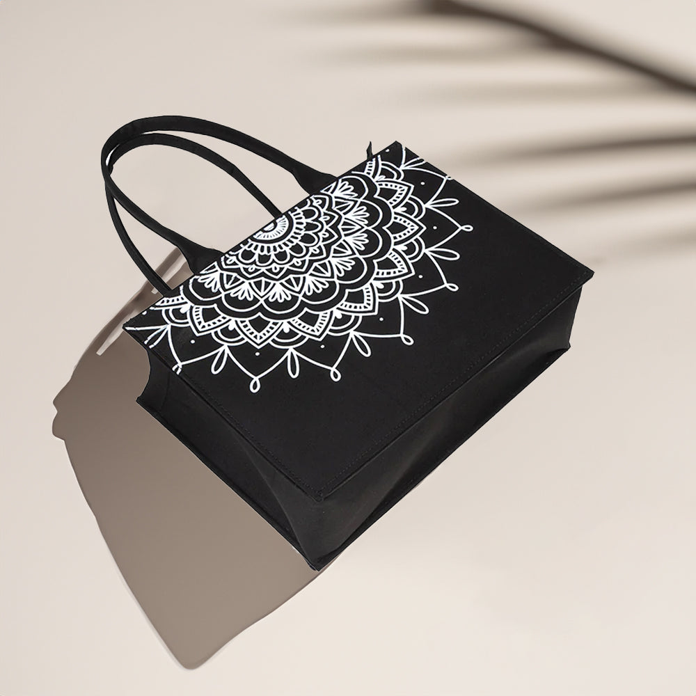 Mini Canvas Tote Mandala Loop - Black