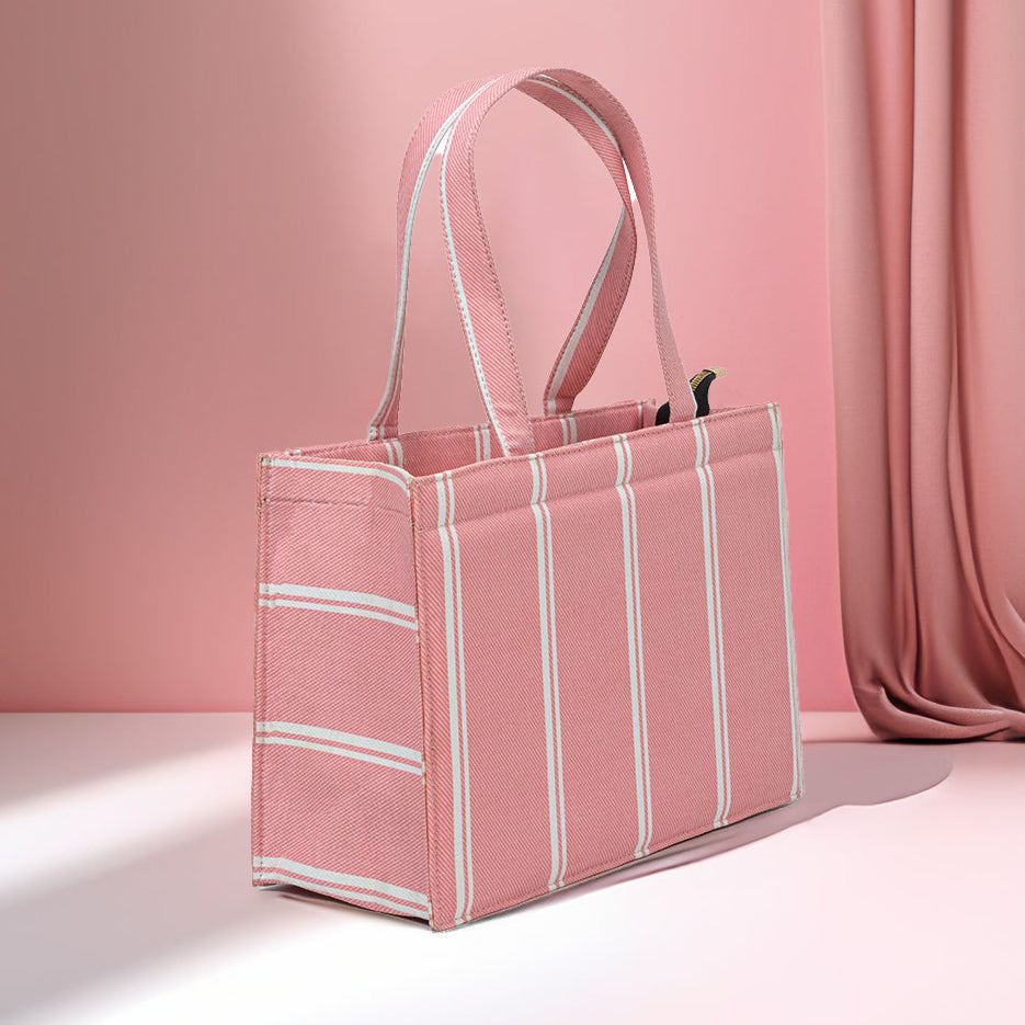 Mini Canvas Tote Breeze pink Striped