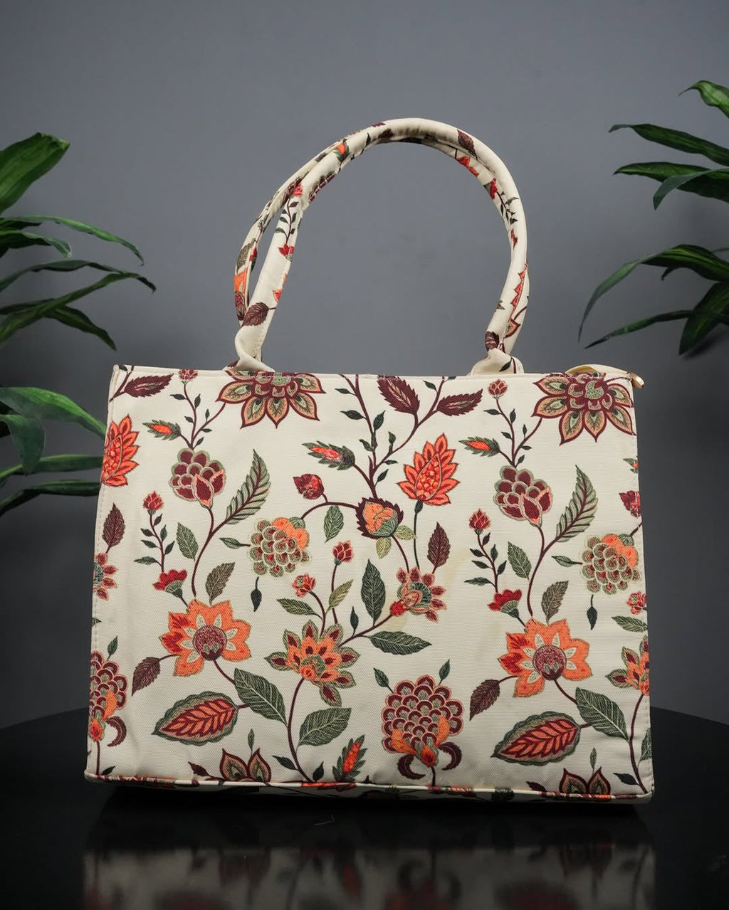 Canvas Tote Beige Multiflower